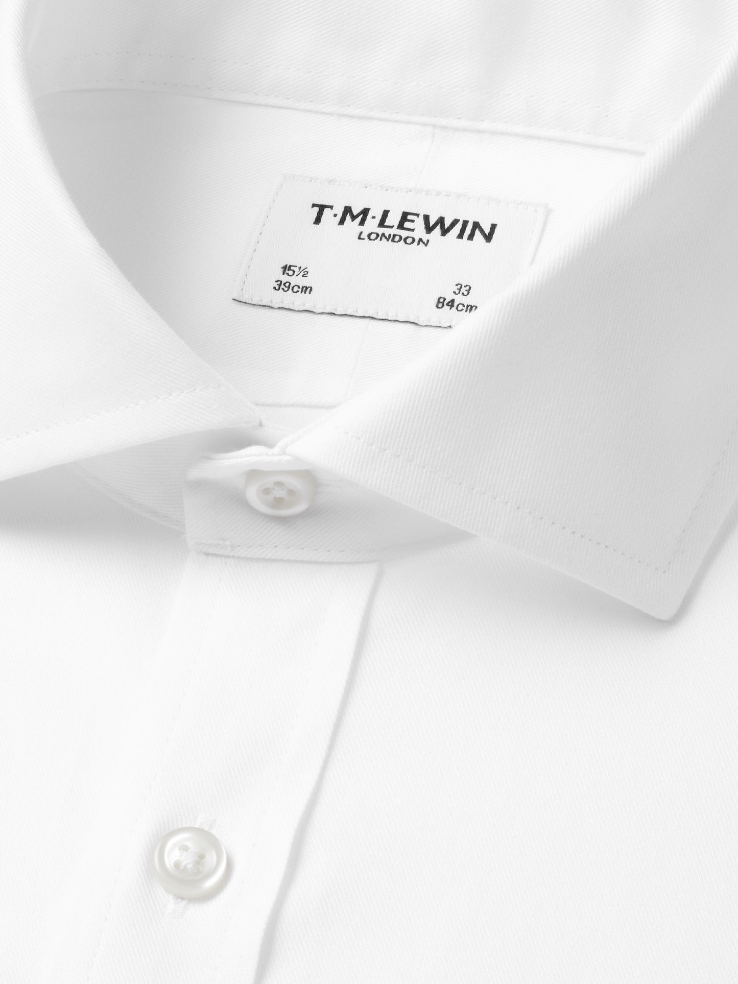 Non-Iron White Twill Slim Fit Semi Cutaway Collar Single Cuff Shirt