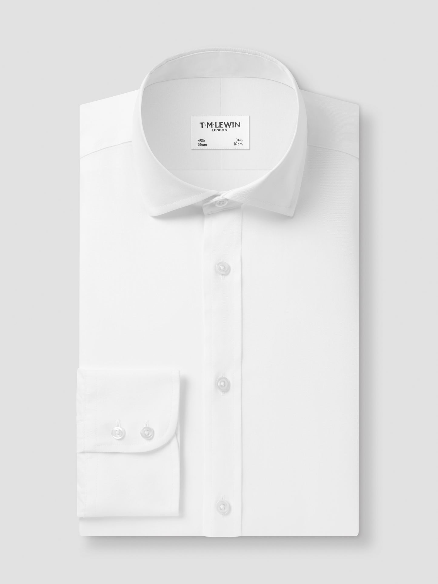 Non-Iron White Twill Slim Fit Semi Cutaway Collar Single Cuff Shirt