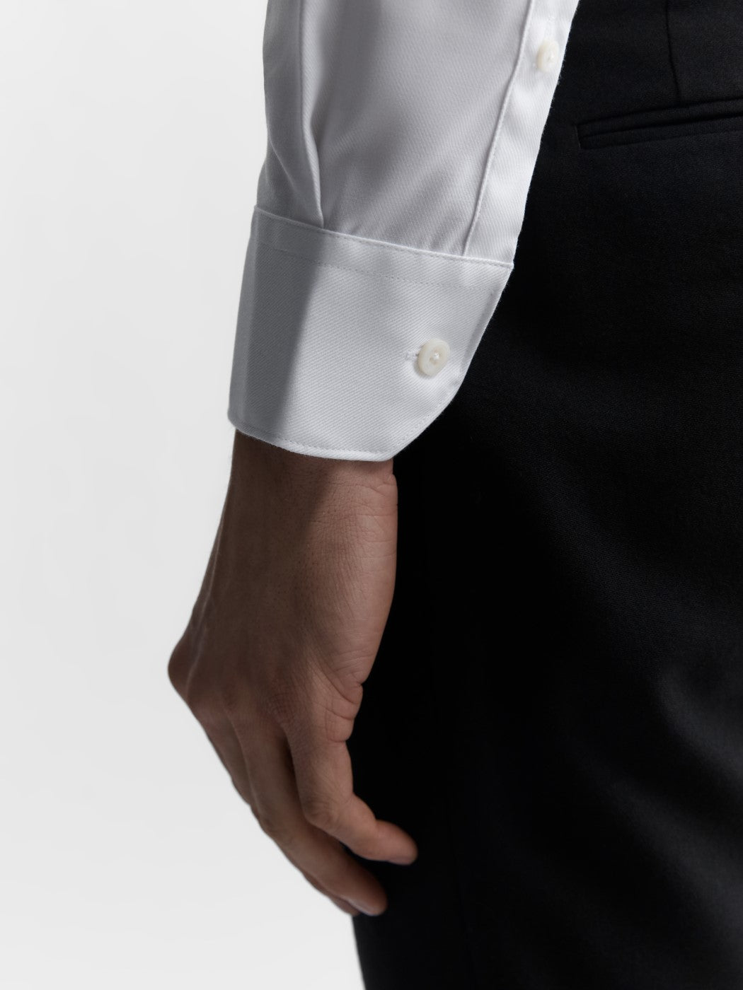 Image 5 of Non-Iron White Twill Super Fitted Single Cuff Classic Collar Shirt