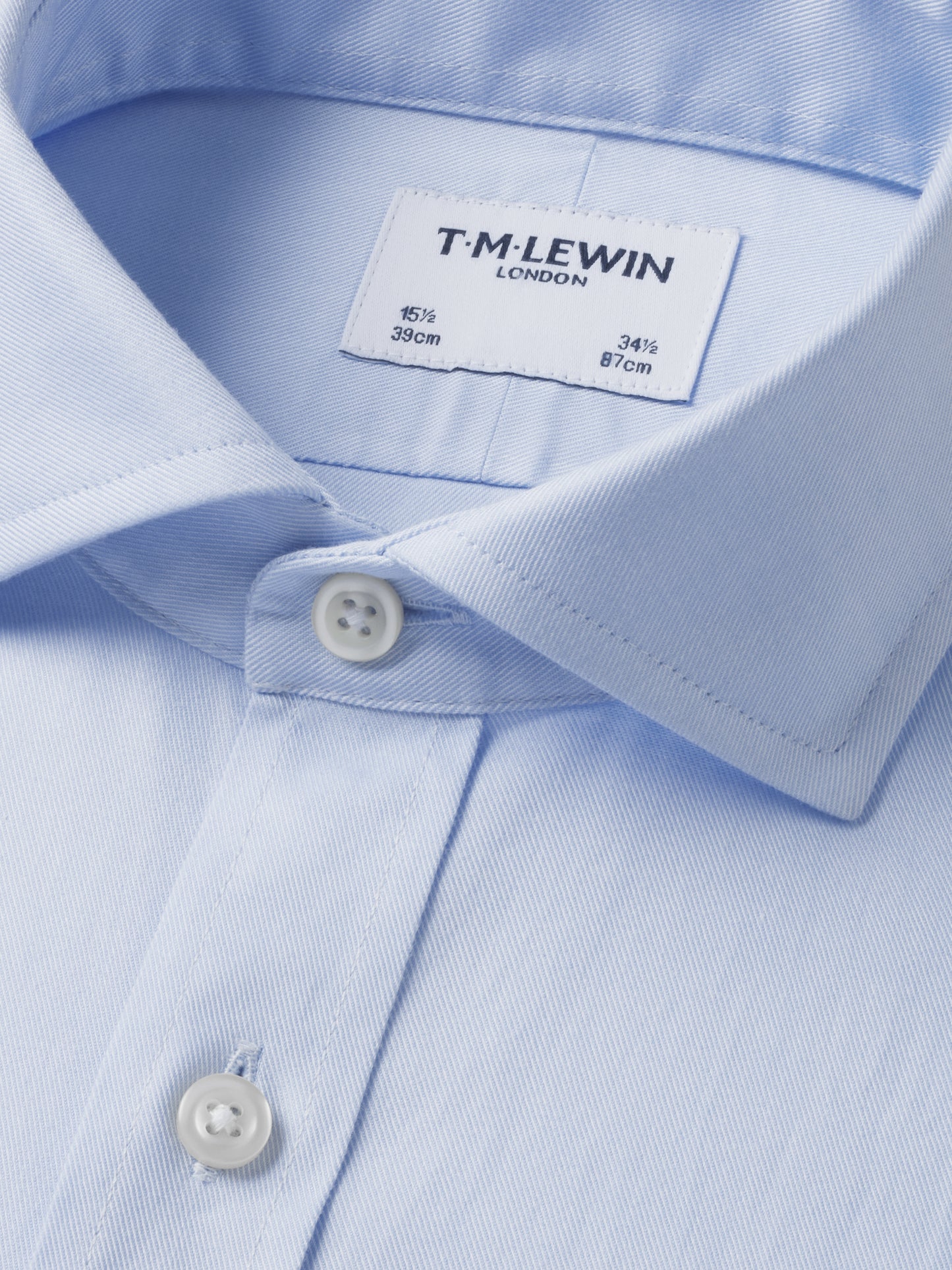 Non-Iron Light Blue Twill Slim Fit Single Cuff Semi Cutaway Collar Shirt