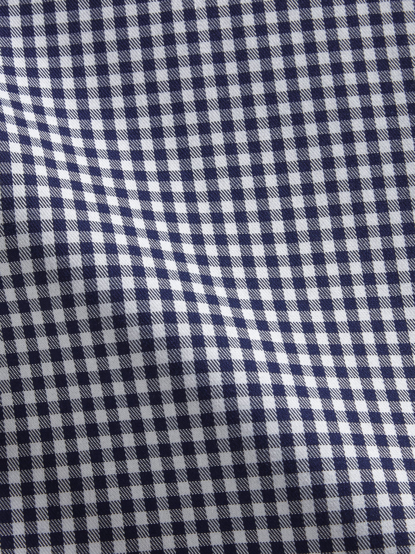 Non-Iron Navy Blue Gingham Twill Slim Fit Single Cuff Classic Collar Shirt