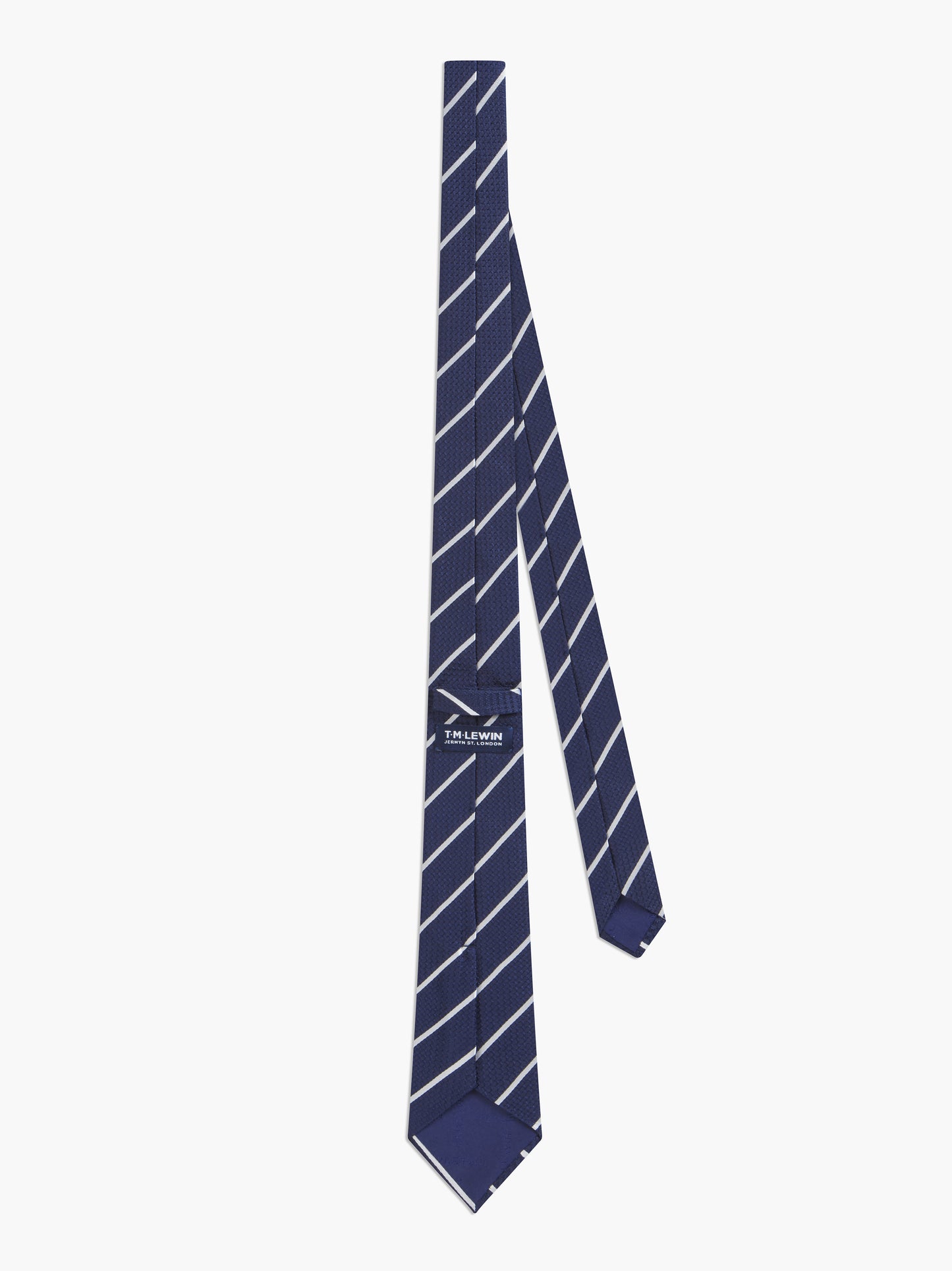Navy Stripe Slim Silk Tie