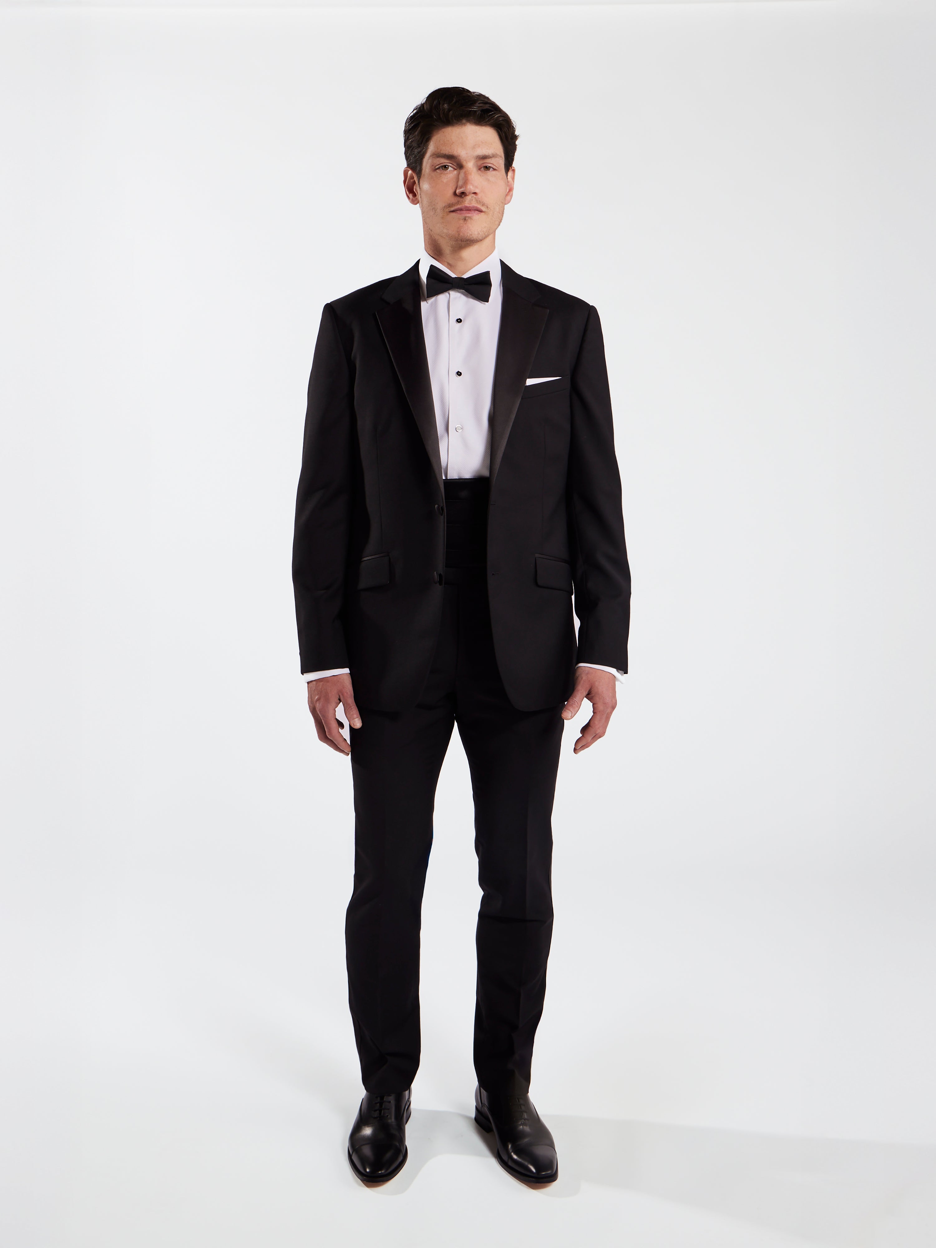 black jacket and tie