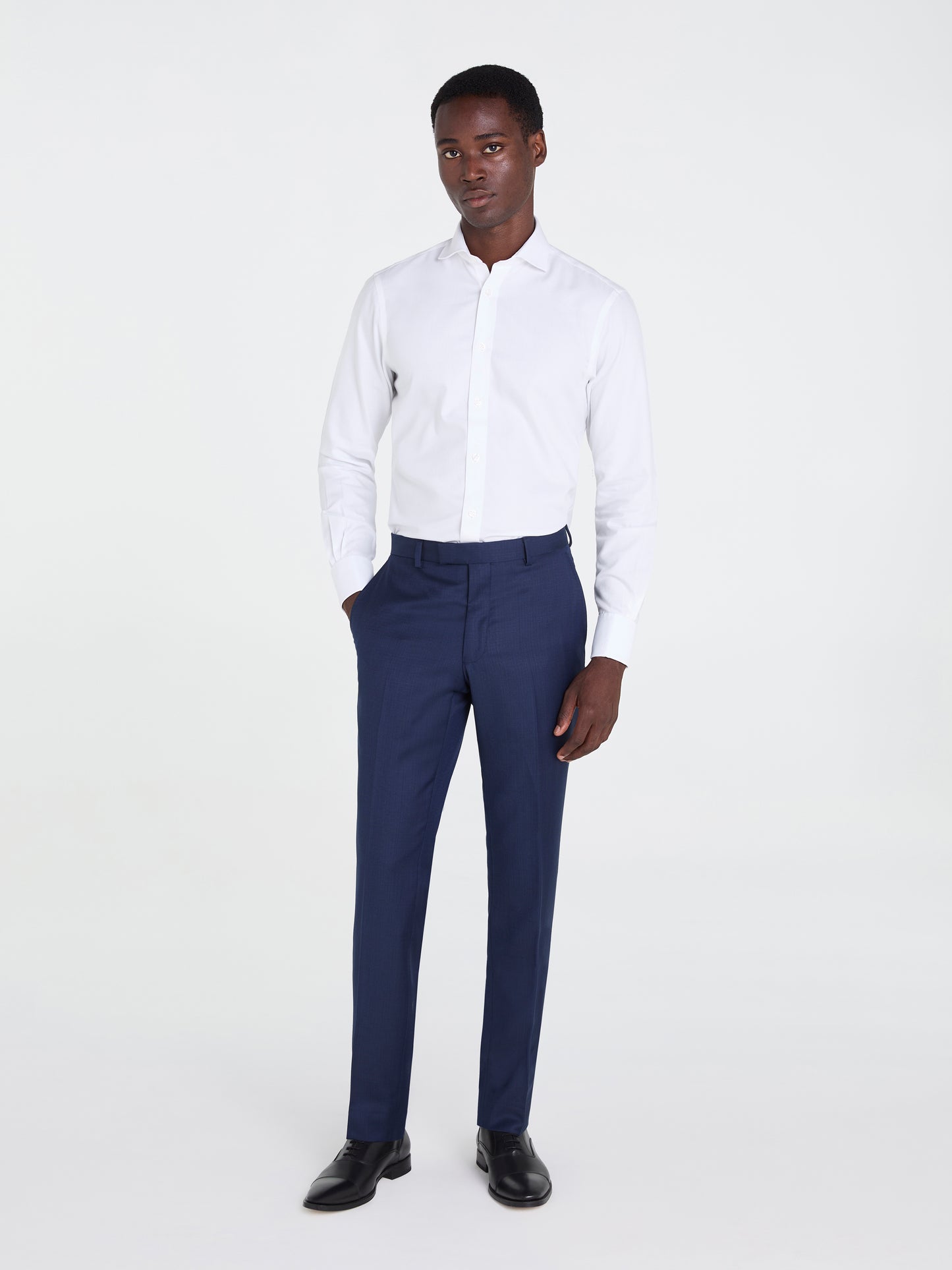 Non-Iron White Twill Slim Fit Double Cuff Cutaway Collar Shirt