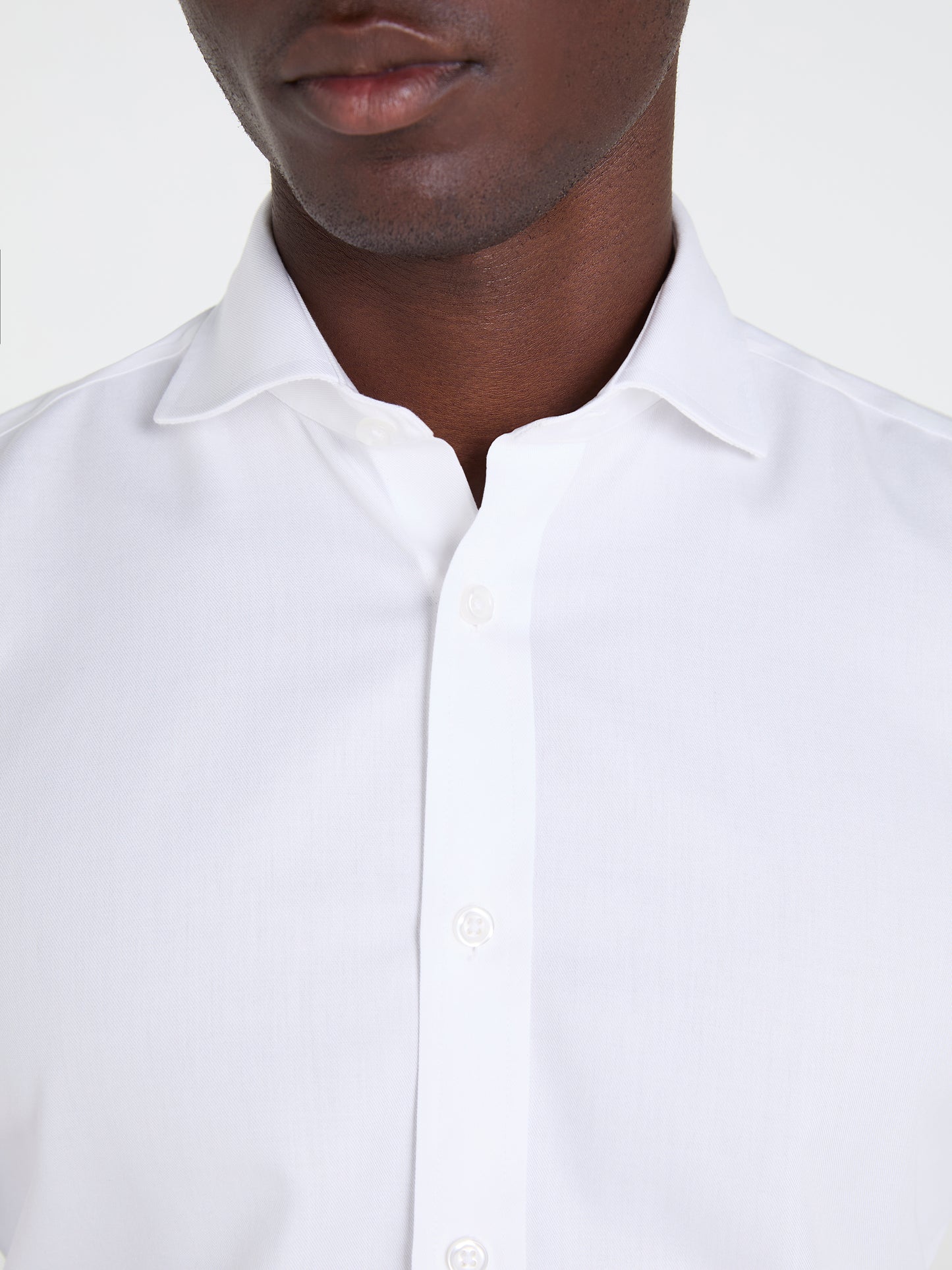 Non-Iron White Twill Slim Fit Double Cuff Cutaway Collar Shirt