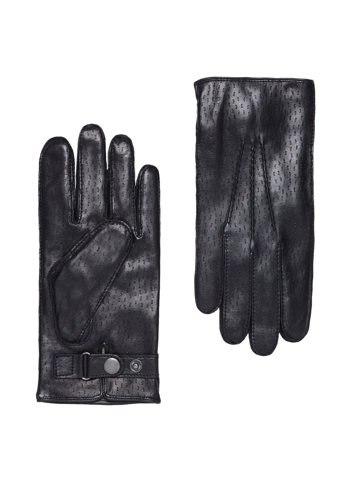 Luxury Textured Leather Black Cashmere-Lined Gloves