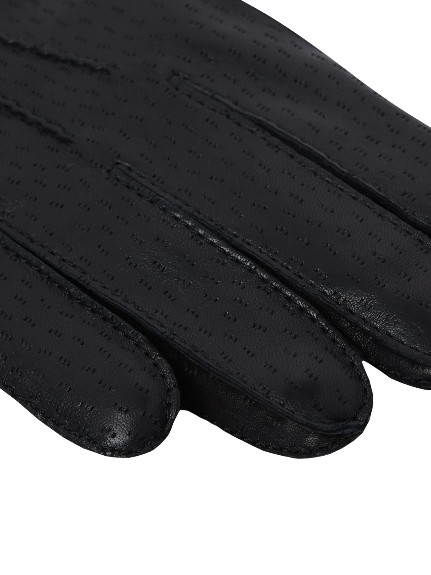 Luxury Textured Leather Black Cashmere-Lined Gloves