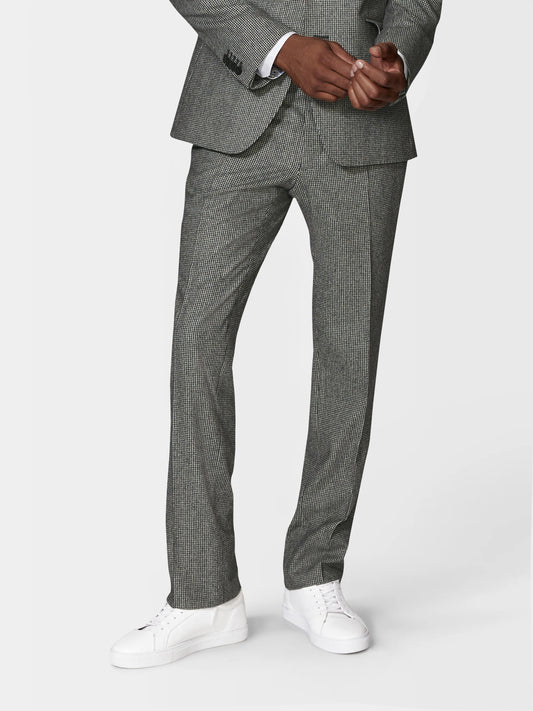 Auden Barberis Slim Fit Grey Houndstooth Merino Wool Trouser