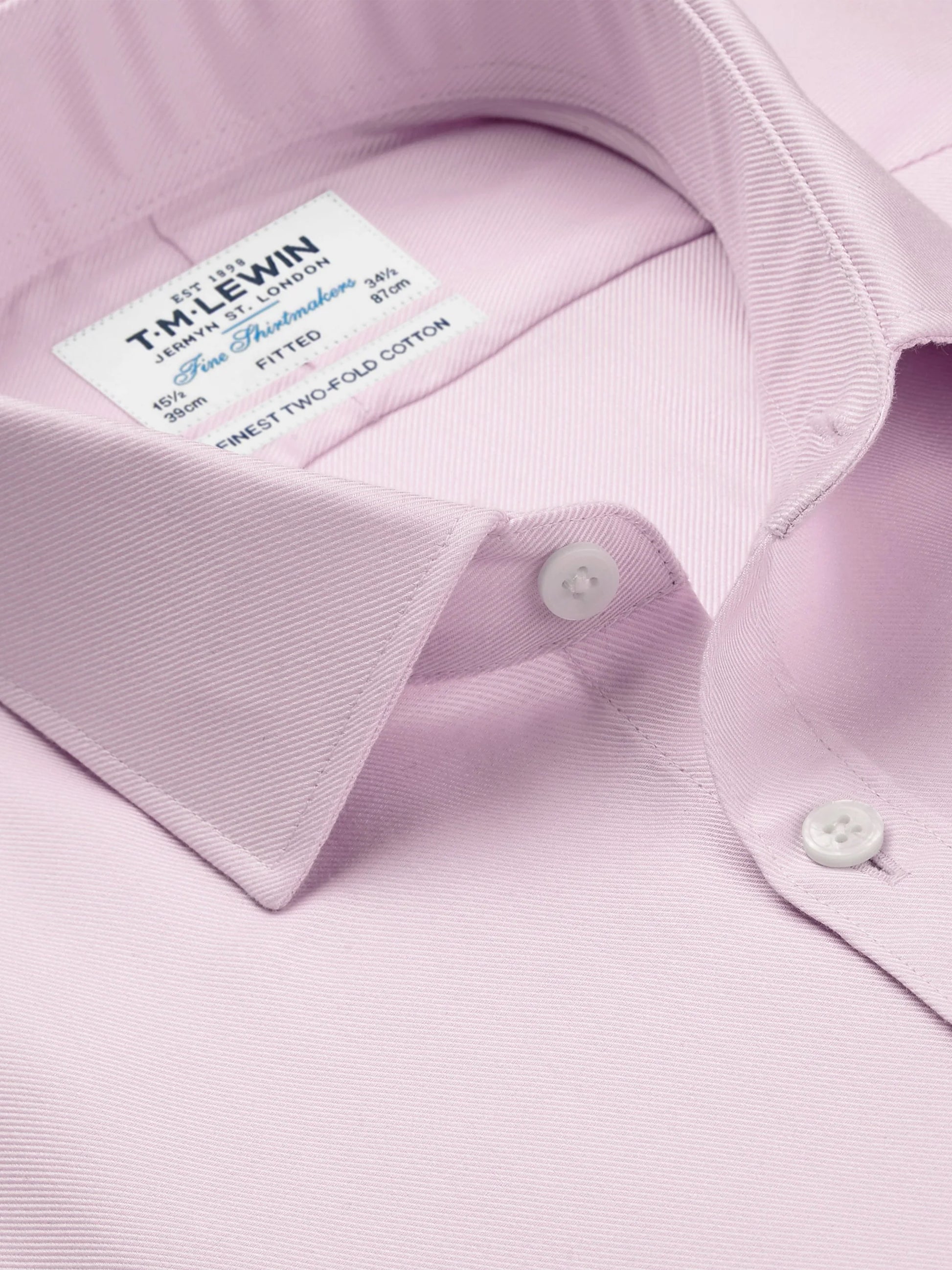 Pink Bold Twill Fitted Double Cuff Classic Collar Shirt – tmlewinuk
