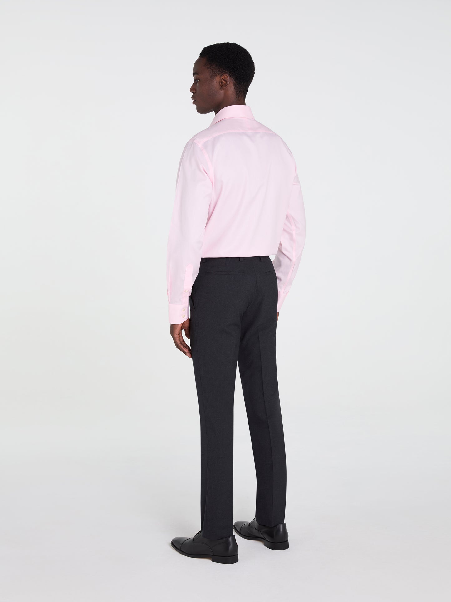 Non-Iron Pink Twill Slim Fit Single Cuff Classic Collar Shirt