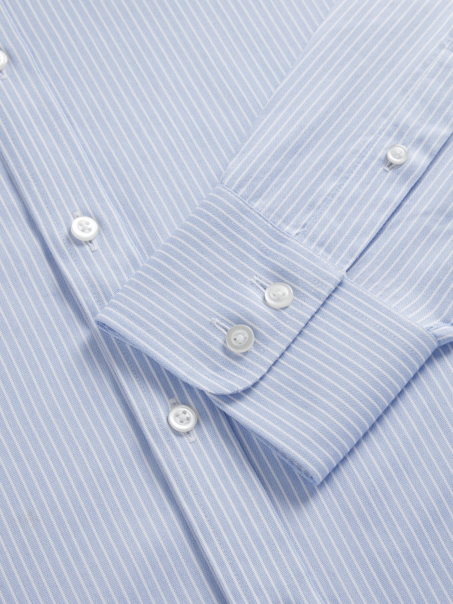 Non-Iron Light Blue Chalk Stripe Twill Slim Fit Single Cuff Classic Collar Shirt