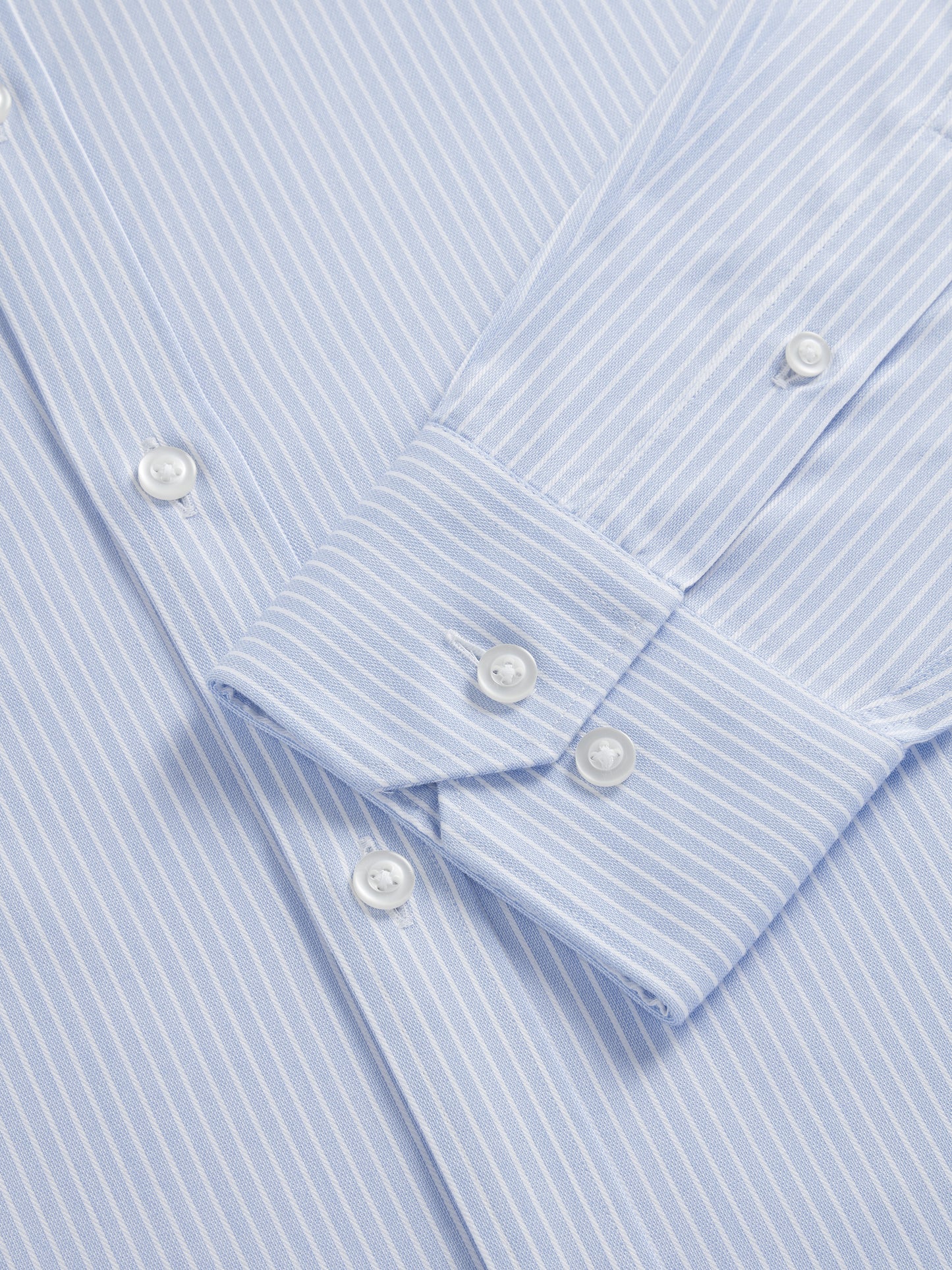 Non-Iron Blue Chalk Stripe Twill Fitted Single Cuff Classic Collar Shirt