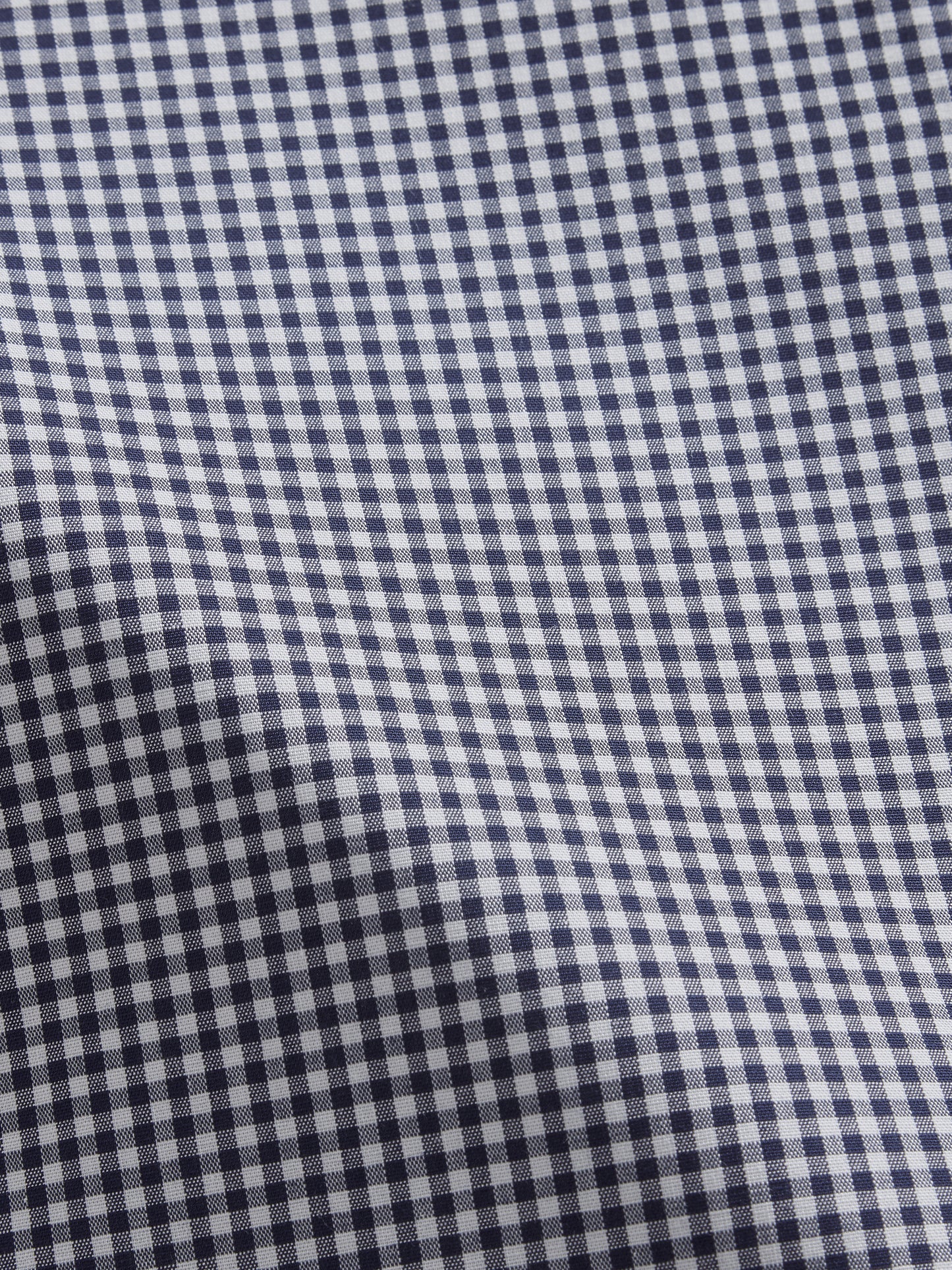 Max Performance Navy Blue Small Gingham Plain Weave Slim Fit Single Cuff Classic Collar Shirt