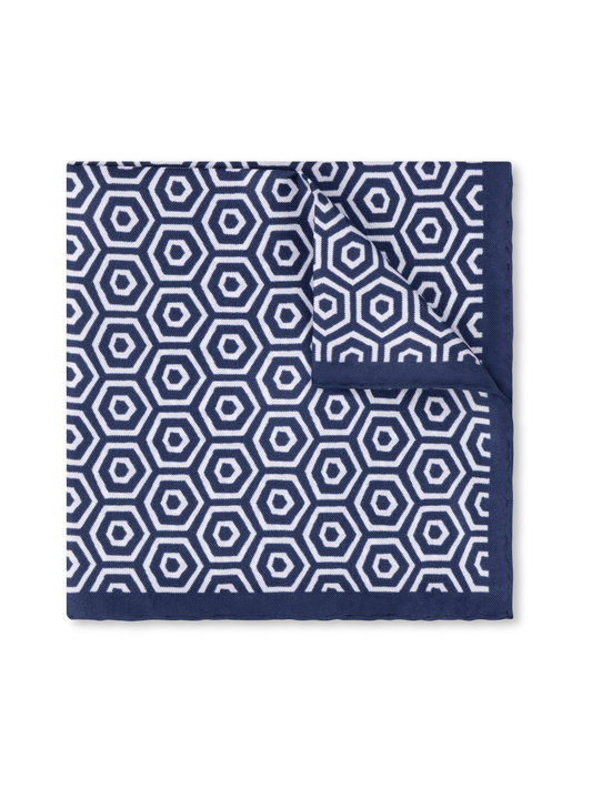 The Italian Hexagon Print Silk Pocket Square