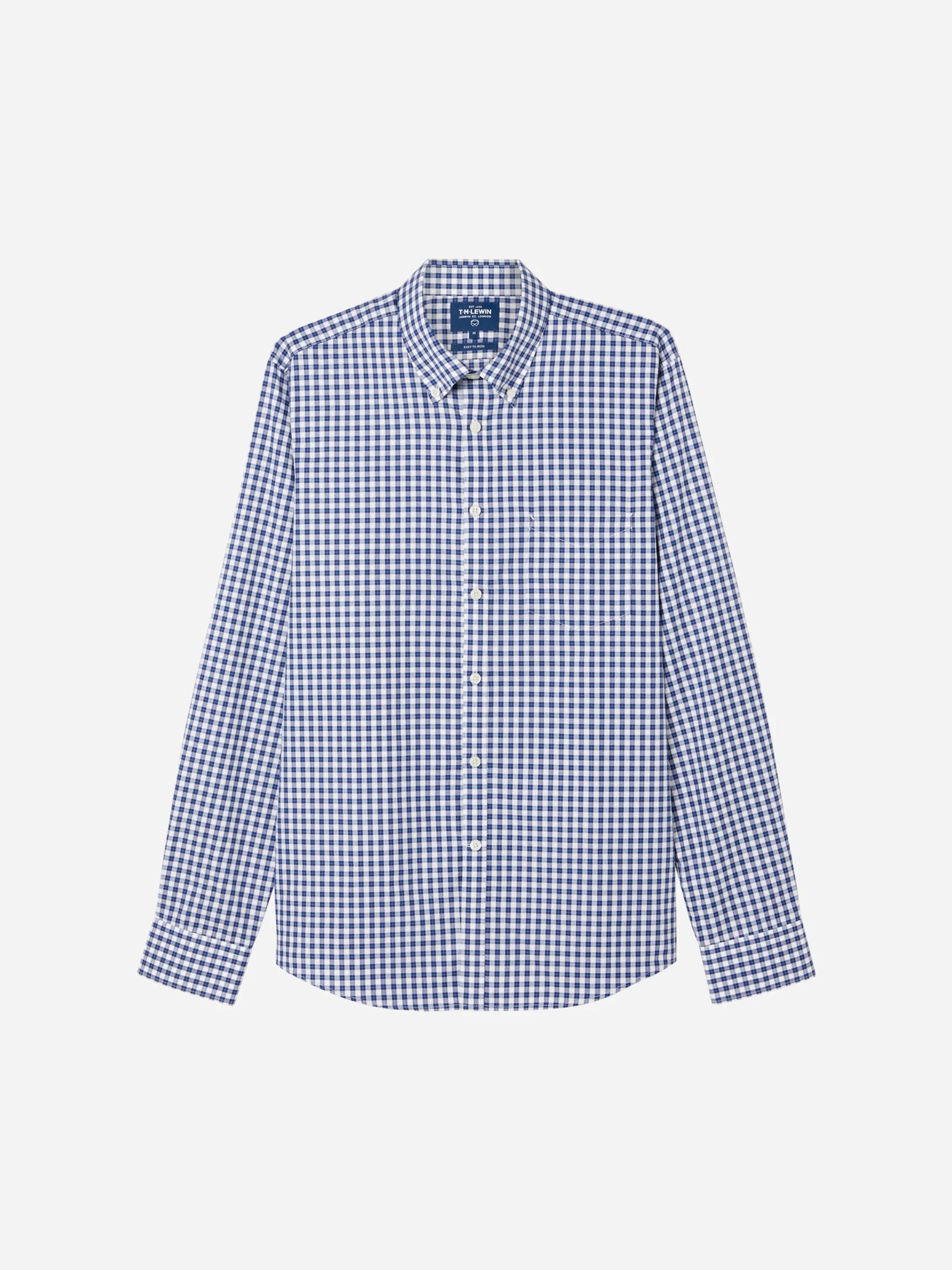 Royal Oxford Slim Fit Check Navy Blue Shirt – tmlewinuk
