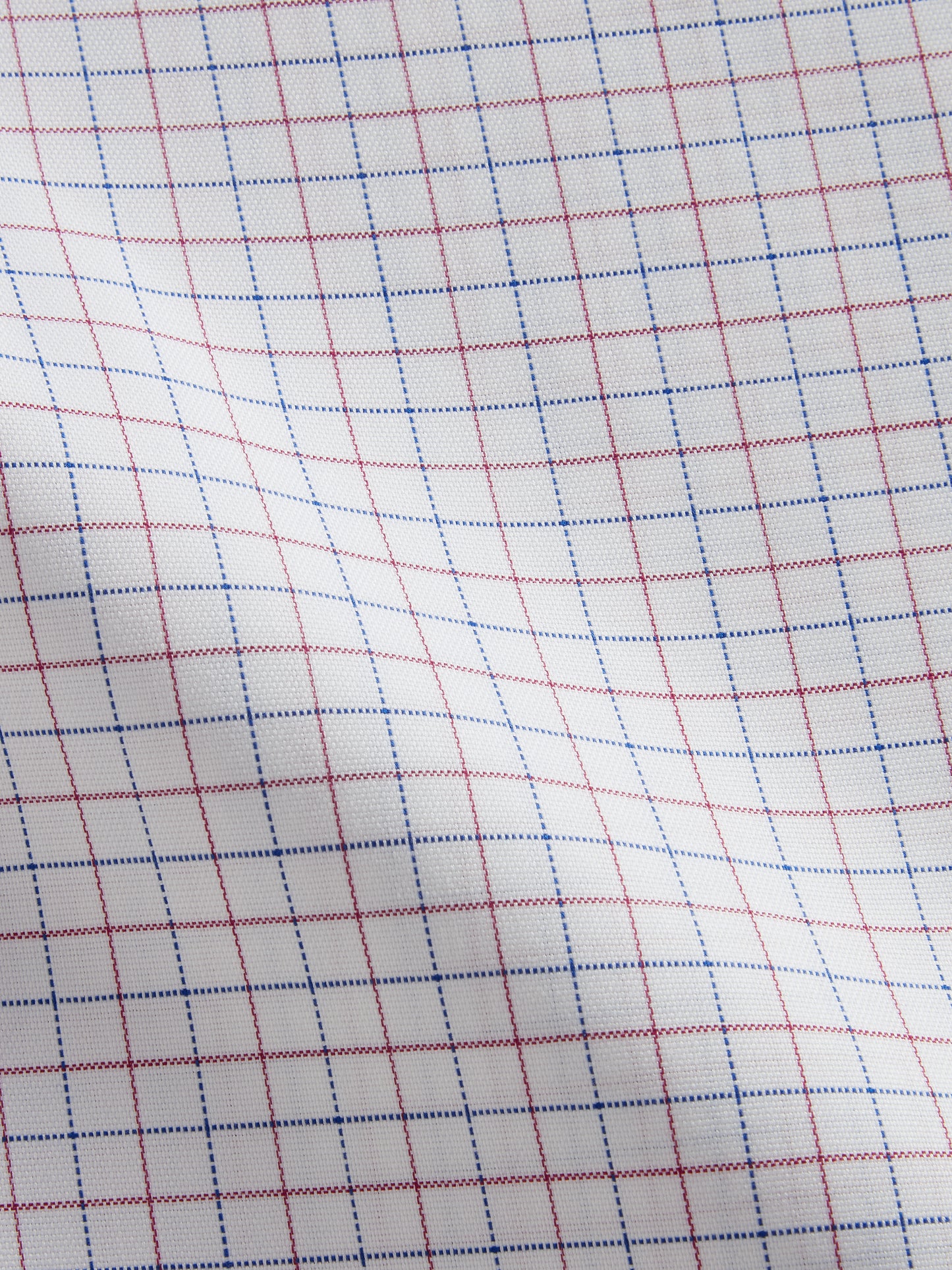 Non-Iron Navy & Red Double Check Oxford Slim Fit Single Cuff Classic Collar Shirt