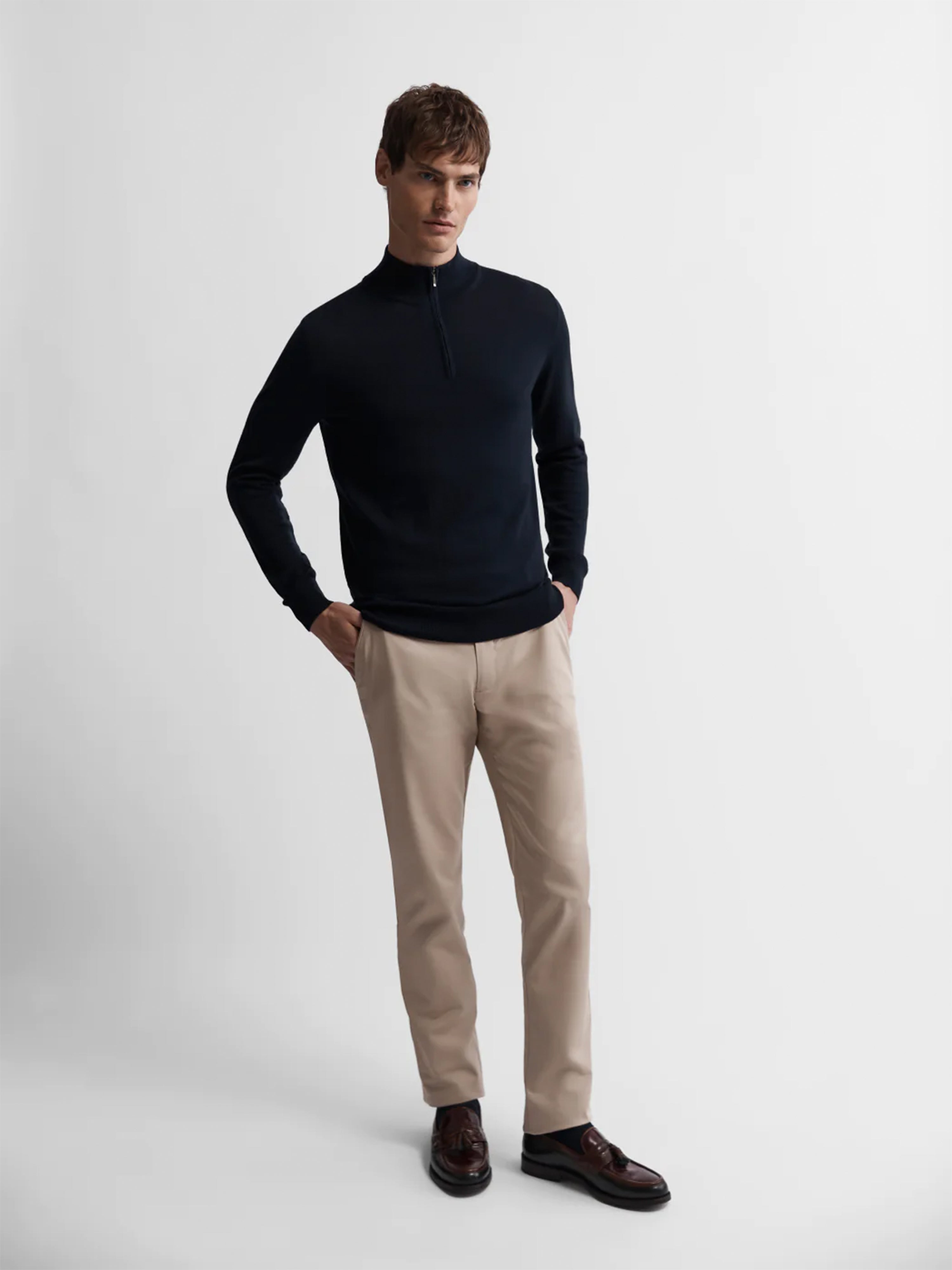 Merino Quarter-Zip Jumper - Navy – tmlewinuk