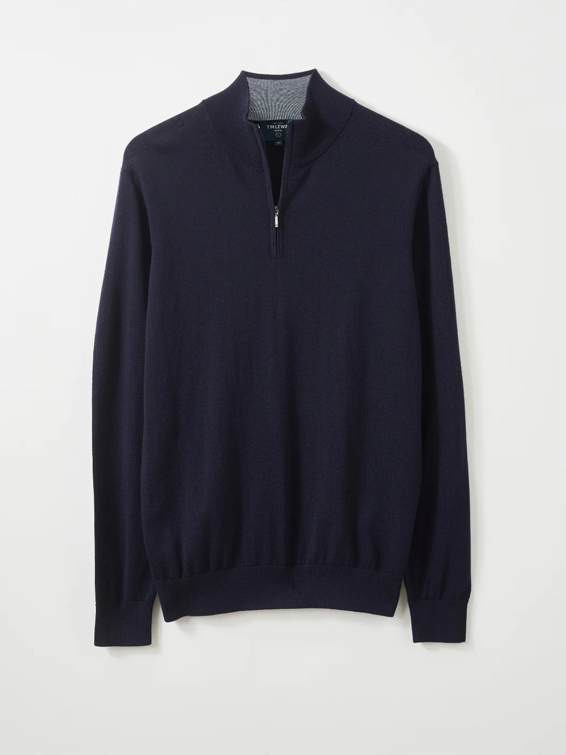 Merino Wool Quarter-Zip Jumper Navy –1