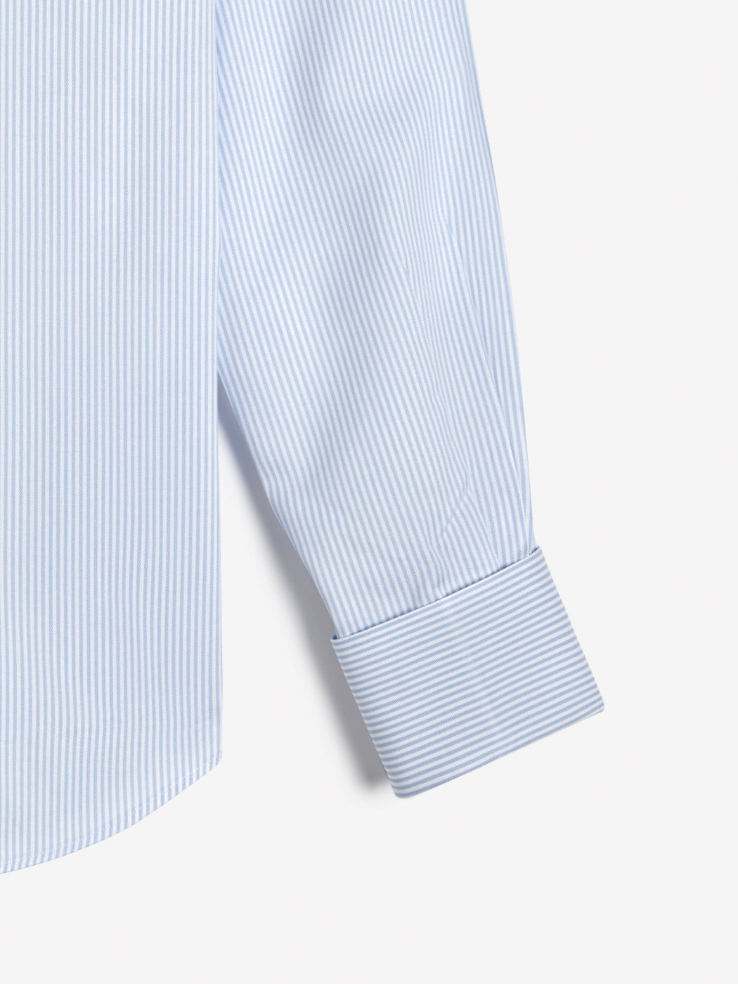 Image 3 of Non-Iron Light Blue Bengal Stripe Twill Fitted Double Cuff Classic Collar Shirt