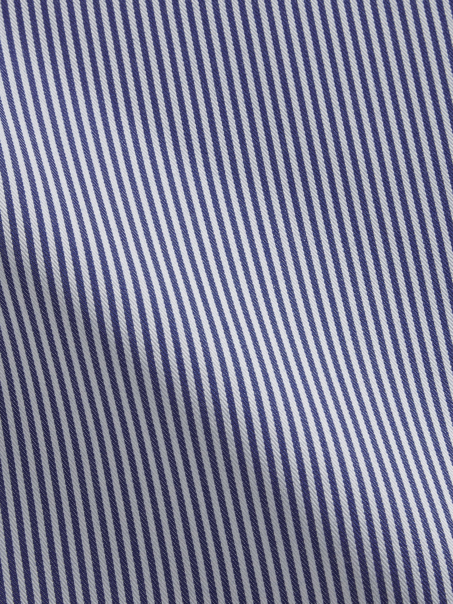 Non-Iron Navy Blue Bengal Stripe Twill Slim Fit Double Cuff Classic Collar Shirt