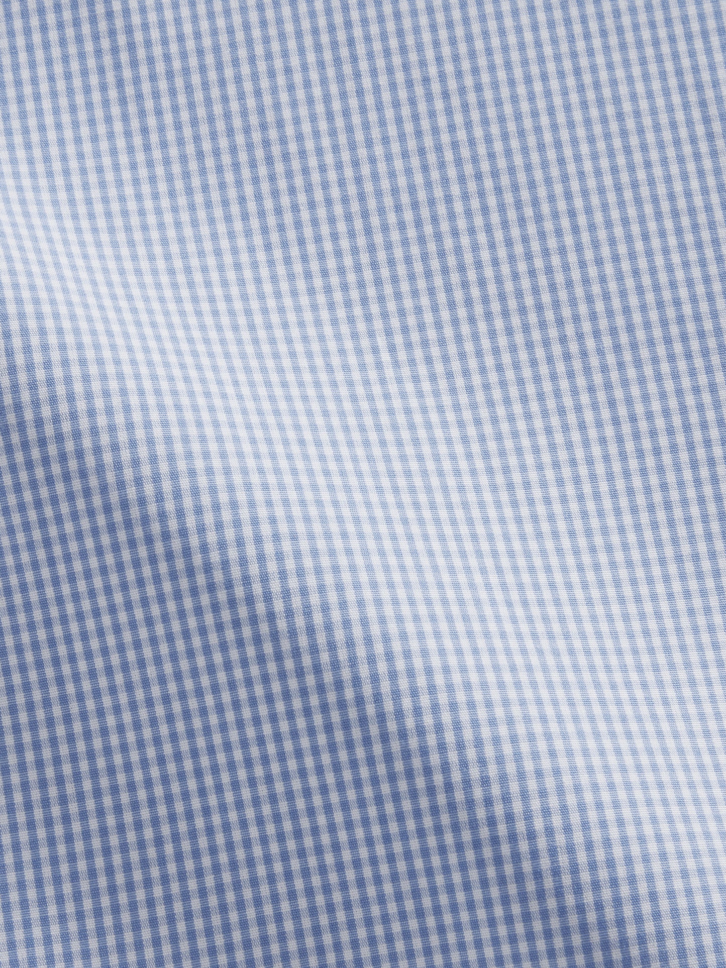 Non-Iron Light Blue Mini Gingham Poplin Slim Fit Single Cuff Classic Collar Shirt