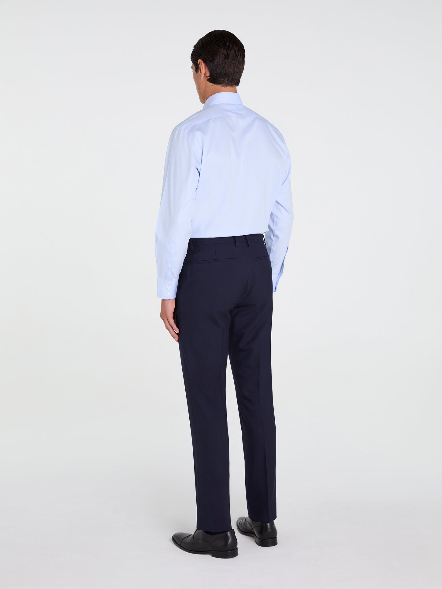 Non-Iron Light Blue Twill Slim Fit Single Cuff Cutaway Collar Shirt