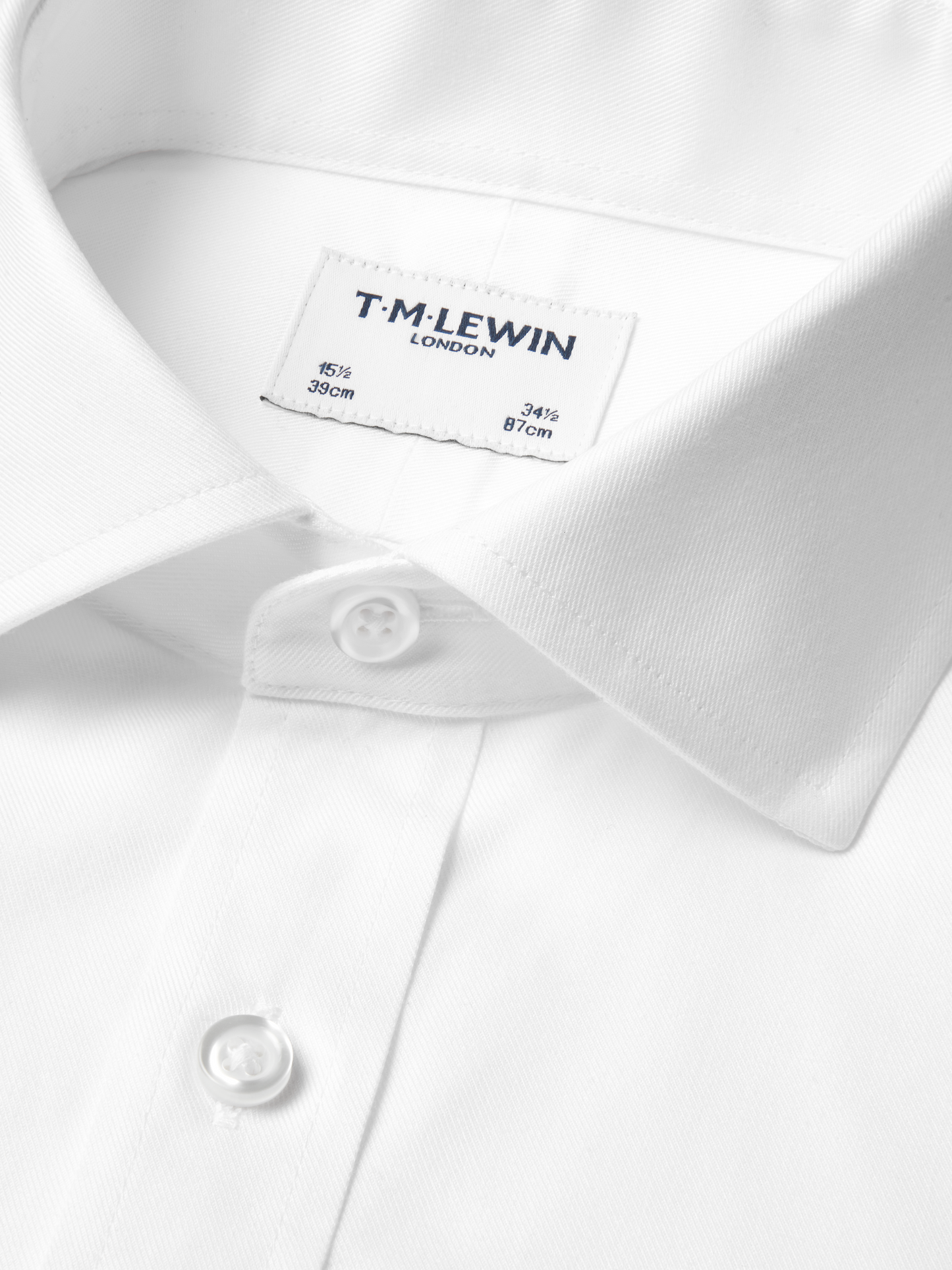 Non-Iron White Twill Fitted Double Cuff Classic Collar Shirt