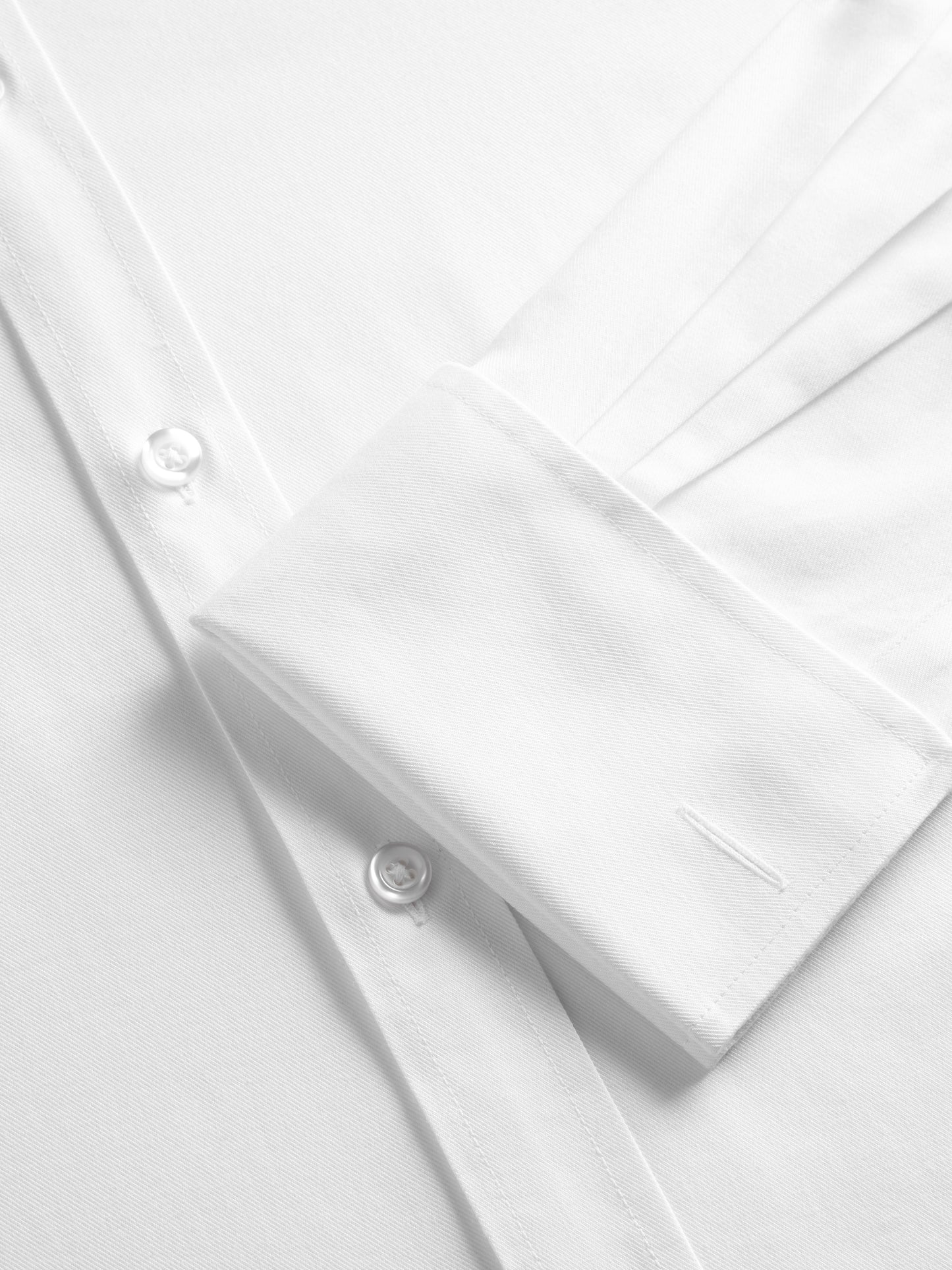 Non-Iron White Twill Fitted Double Cuff Classic Collar Shirt