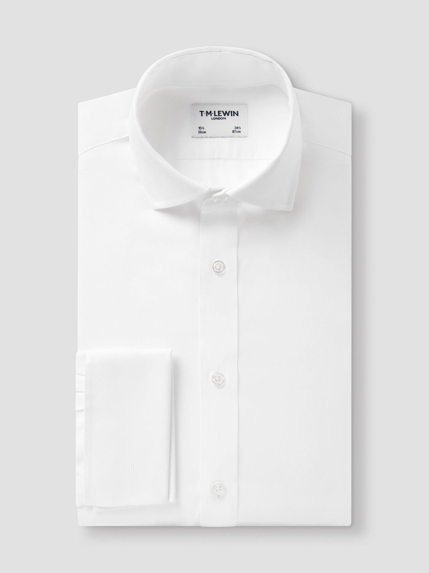 Non-Iron White Lightweight Twill Regular Fit Double Cuff Classic Collar Shirt