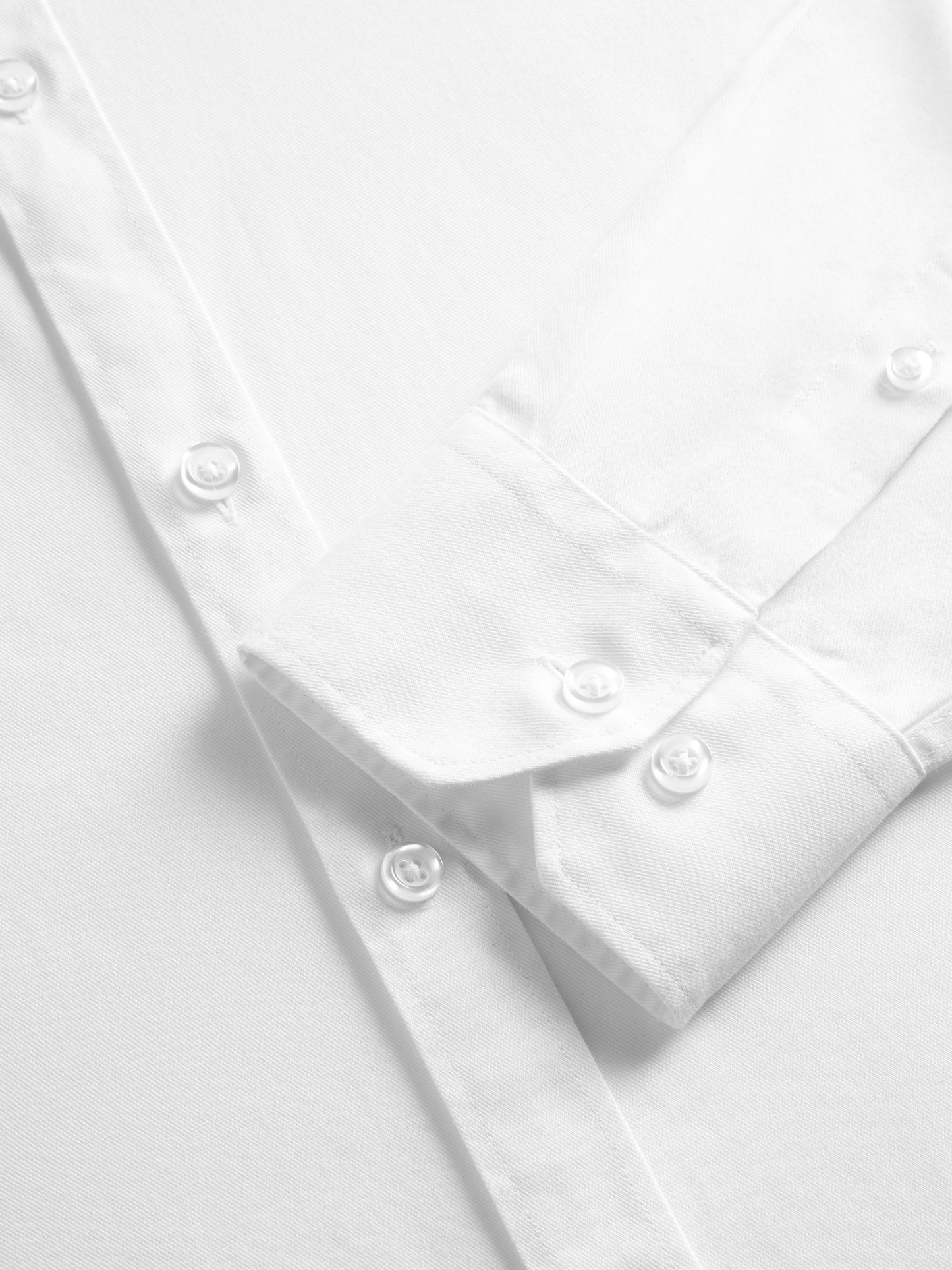 Non-Iron White Twill Fitted Single Cuff Classic Collar Shirt