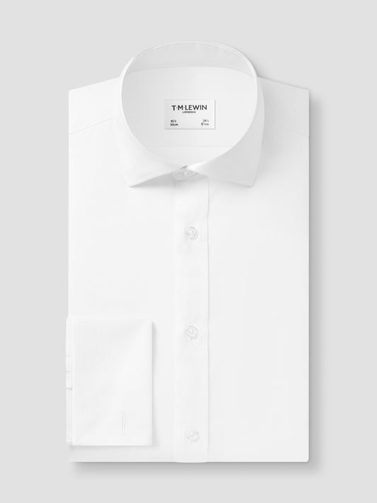 Non-Iron White Oxford Slim Fit Double Cuff Classic Collar Shirt