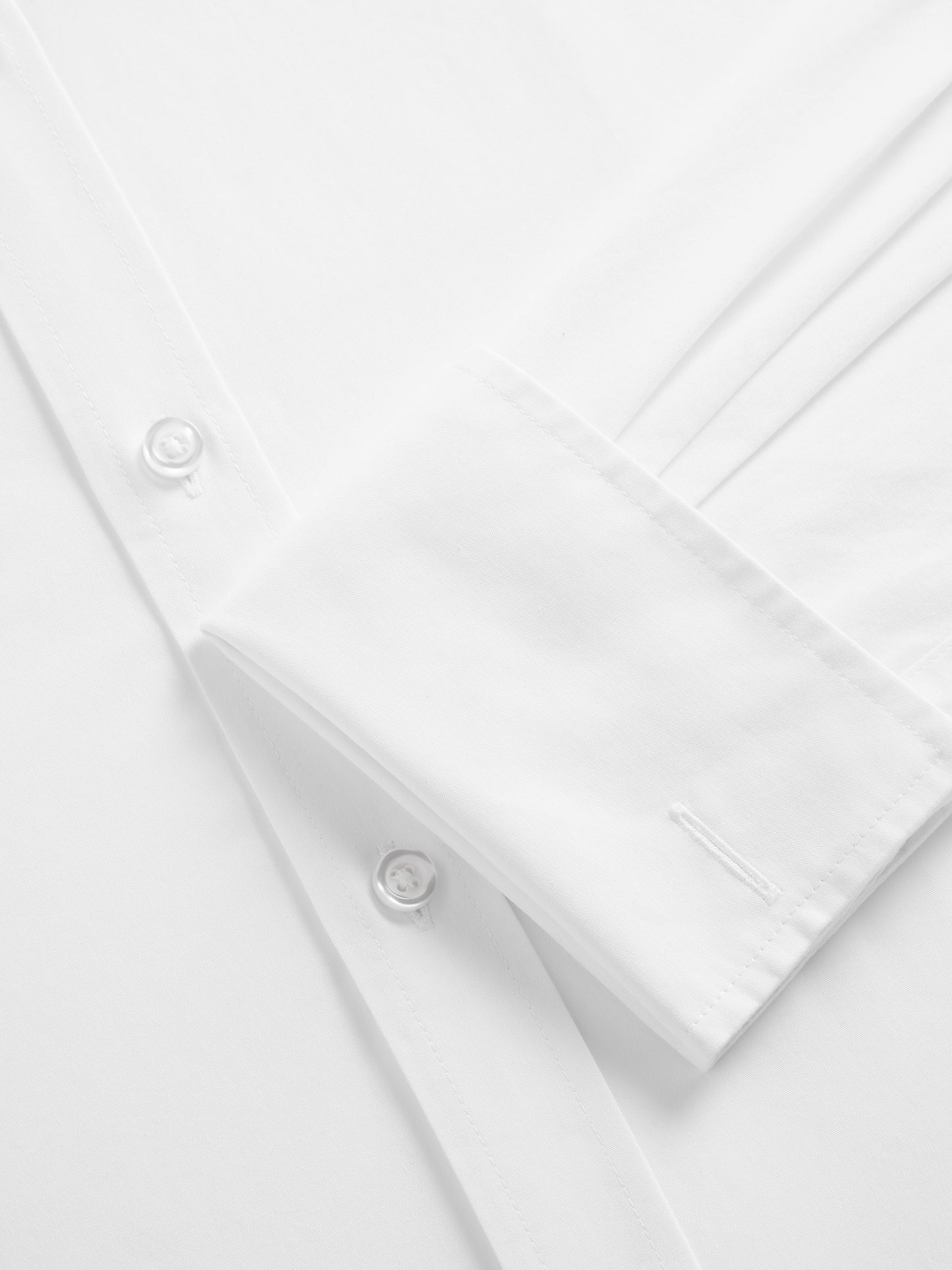 Non-Iron White Poplin Slim Fit Double Cuff Classic Collar Shirt