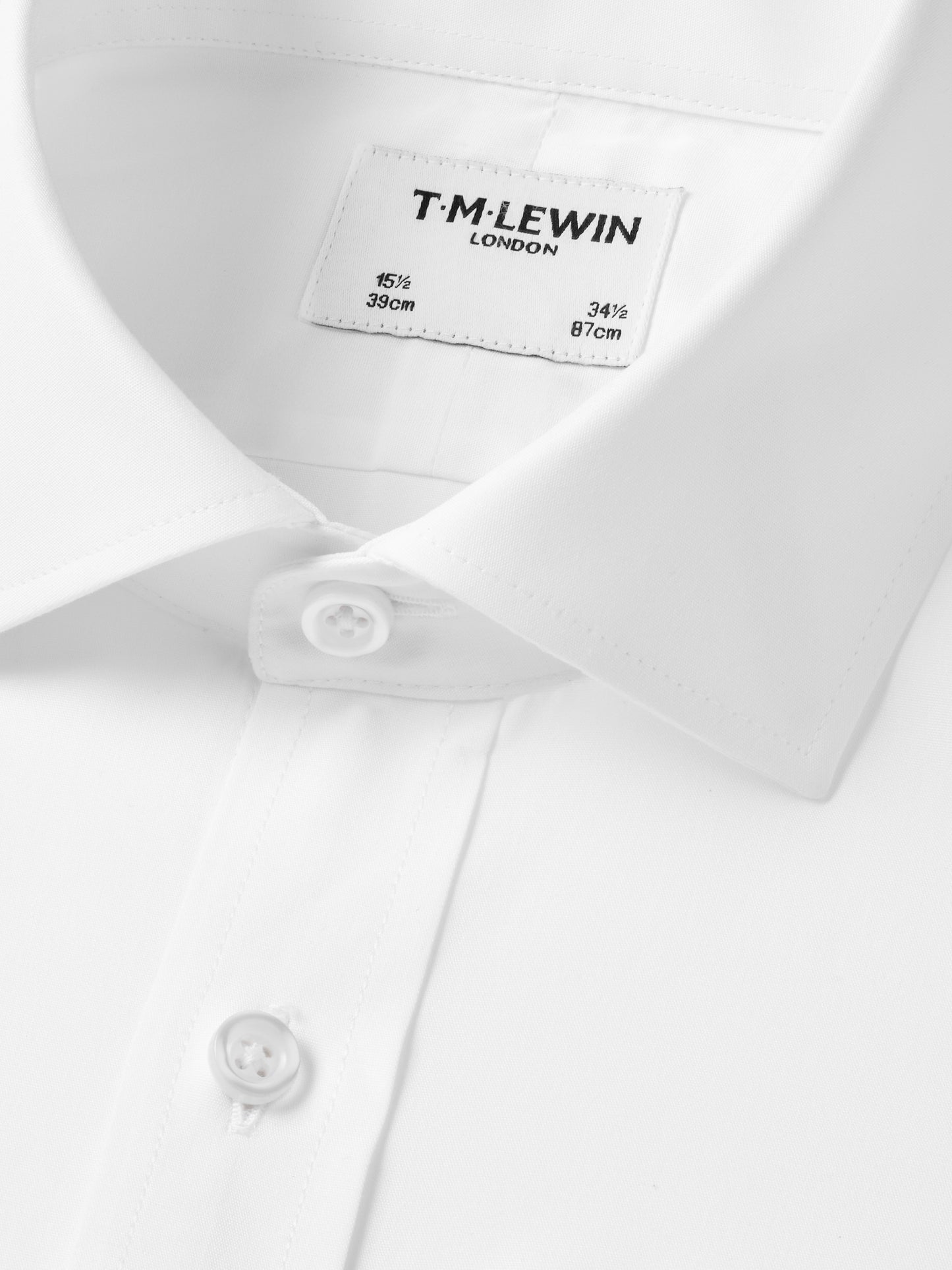 Non-Iron White Poplin Slim Fit Single Cuff Classic Collar Shirt