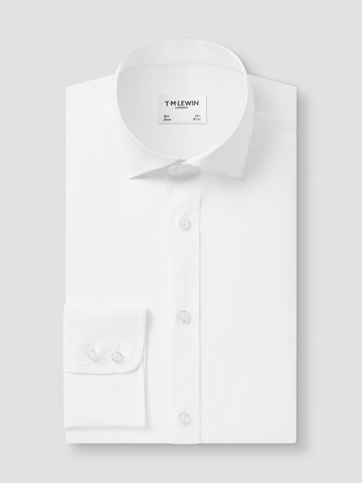 Non-Iron White Poplin Slim Fit Single Cuff Classic Collar Shirt