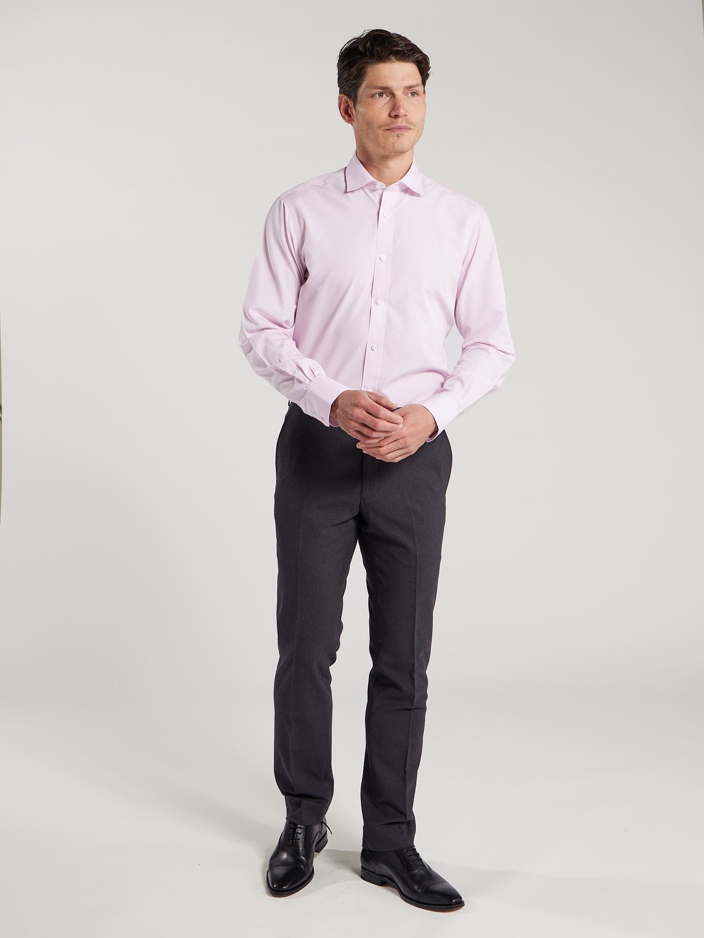Non-Iron Pink Poplin Regular Fit Single Cuff Classic Collar Shirt