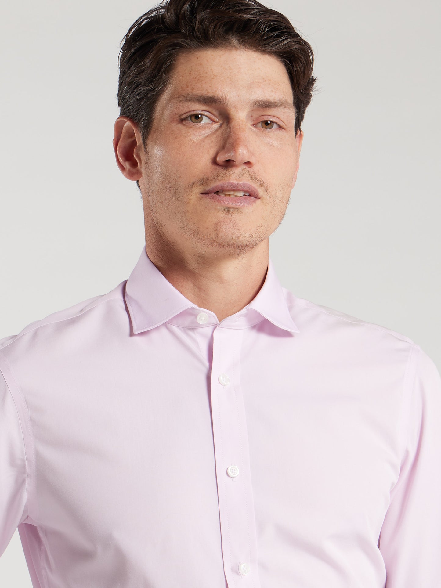Non-Iron Pink Poplin Regular Fit Single Cuff Classic Collar Shirt