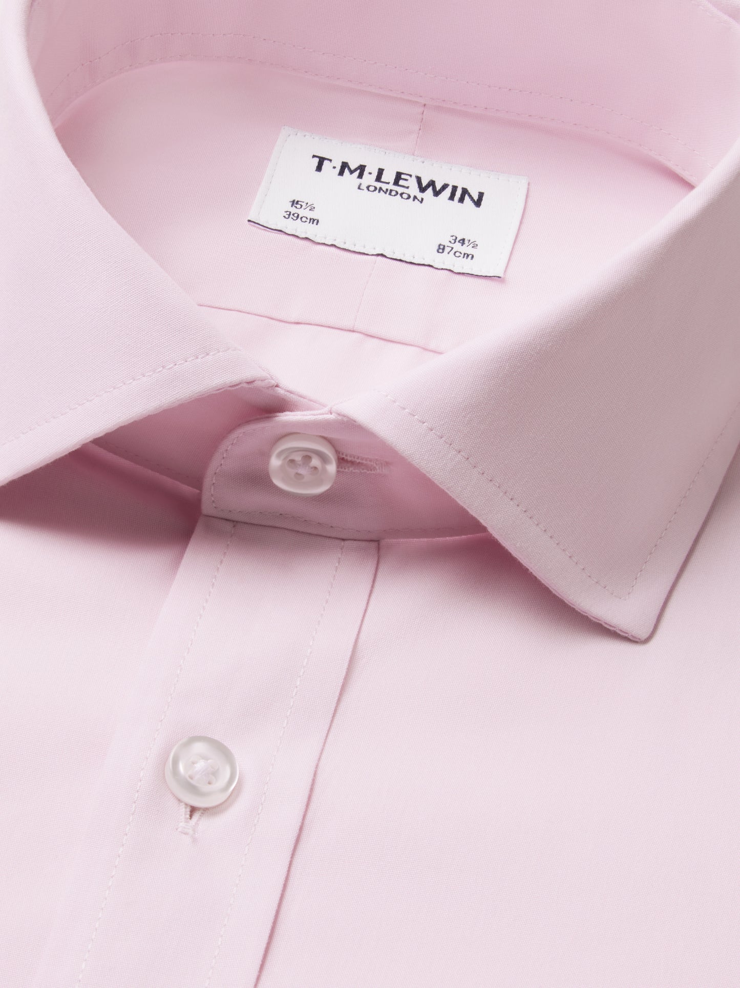 Non-Iron Pink Poplin Regular Fit Single Cuff Classic Collar Shirt