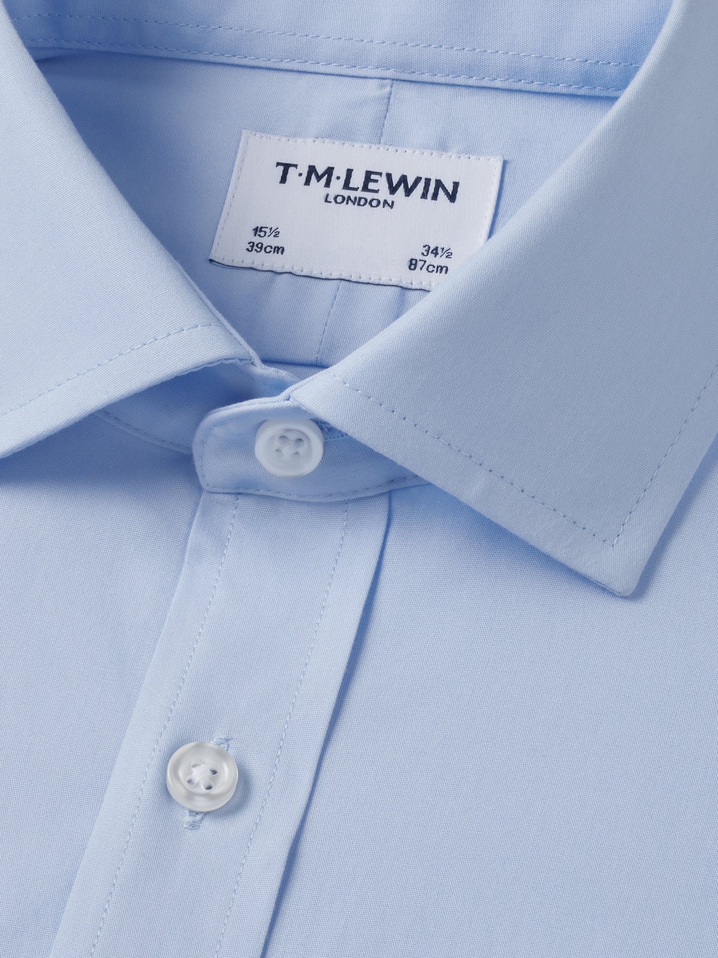 Non-Iron Blue Poplin Slim Fit Single Cuff Classic Collar Shirt