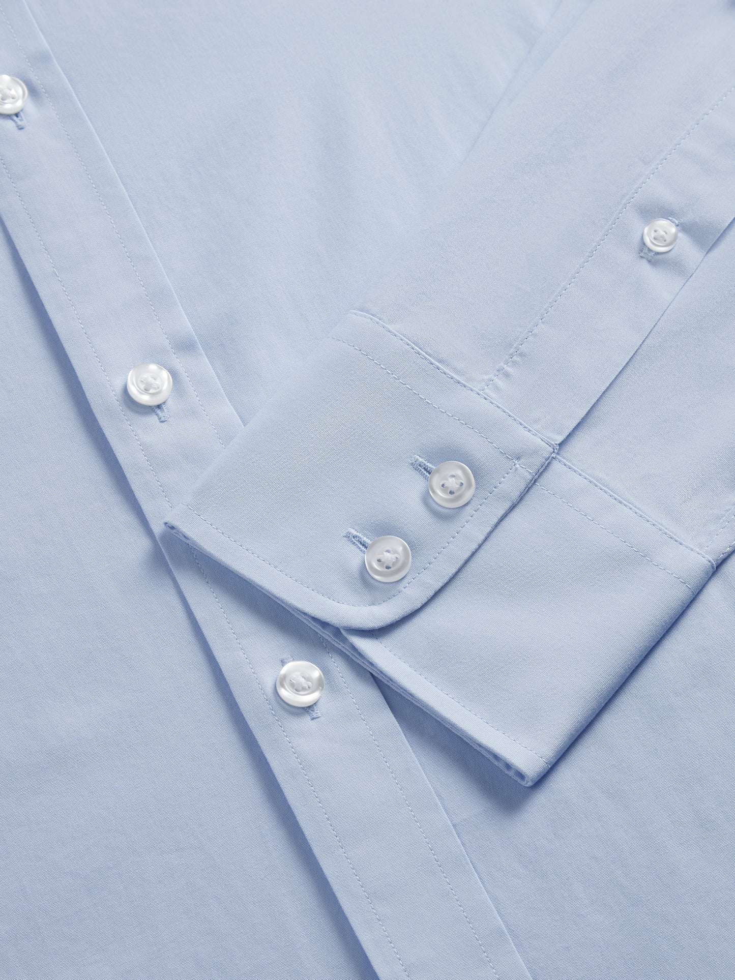 Non-Iron Blue Poplin Slim Fit Single Cuff Classic Collar Shirt