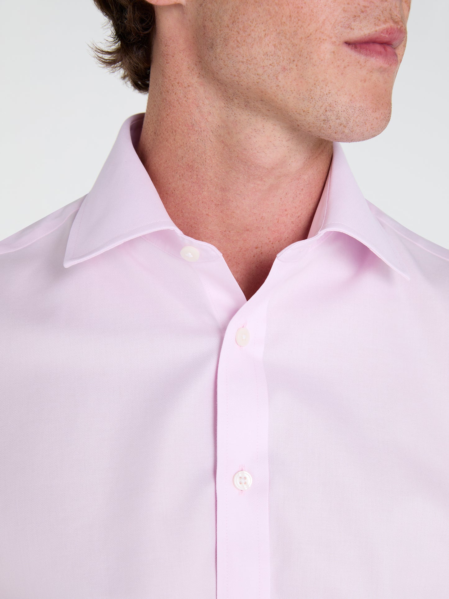 Non-Iron Plain Light Pink Twill Regular Fit Single Cuff Classic Collar