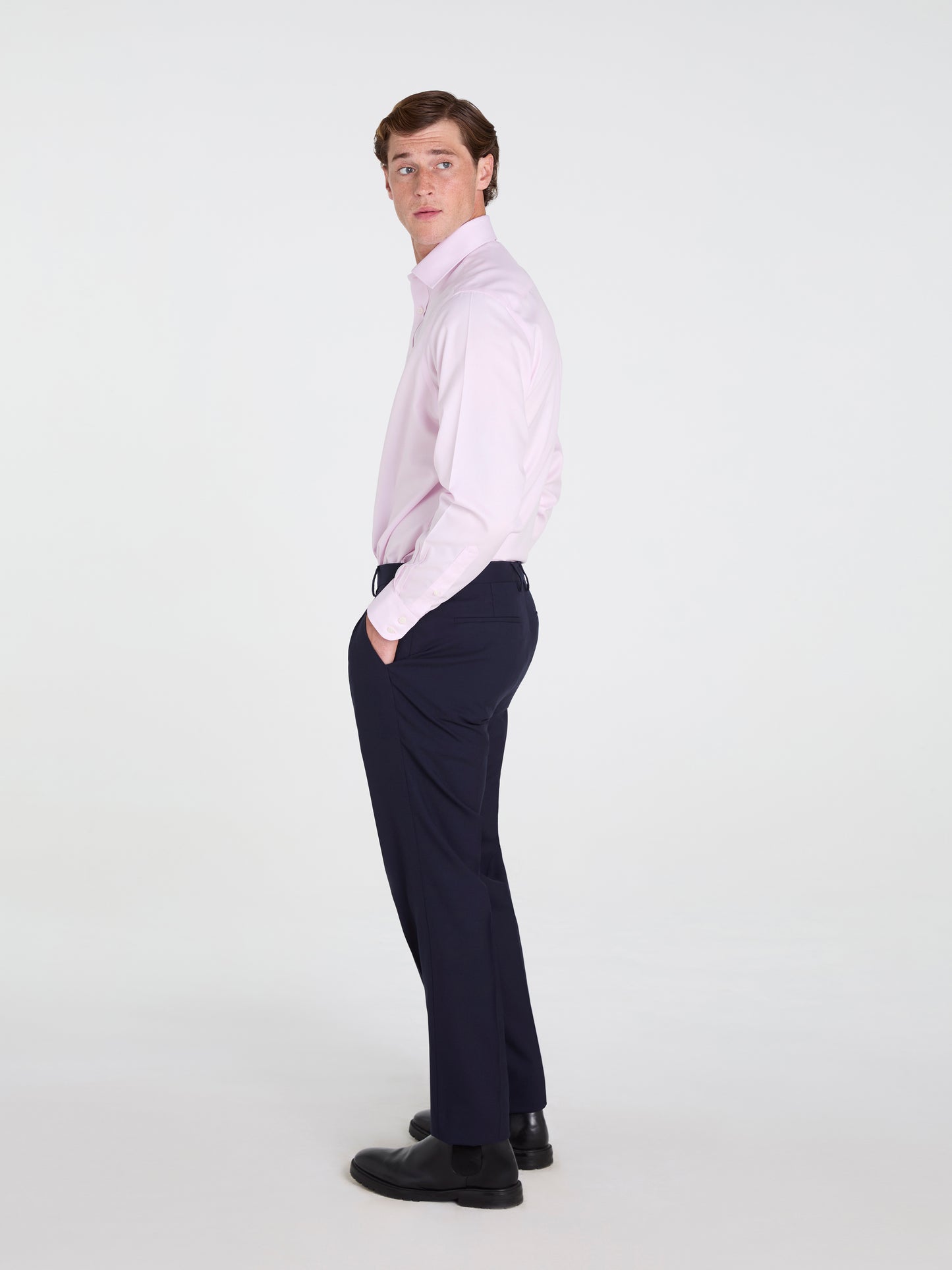 Non-Iron Plain Light Pink Twill Regular Fit Single Cuff Classic Collar