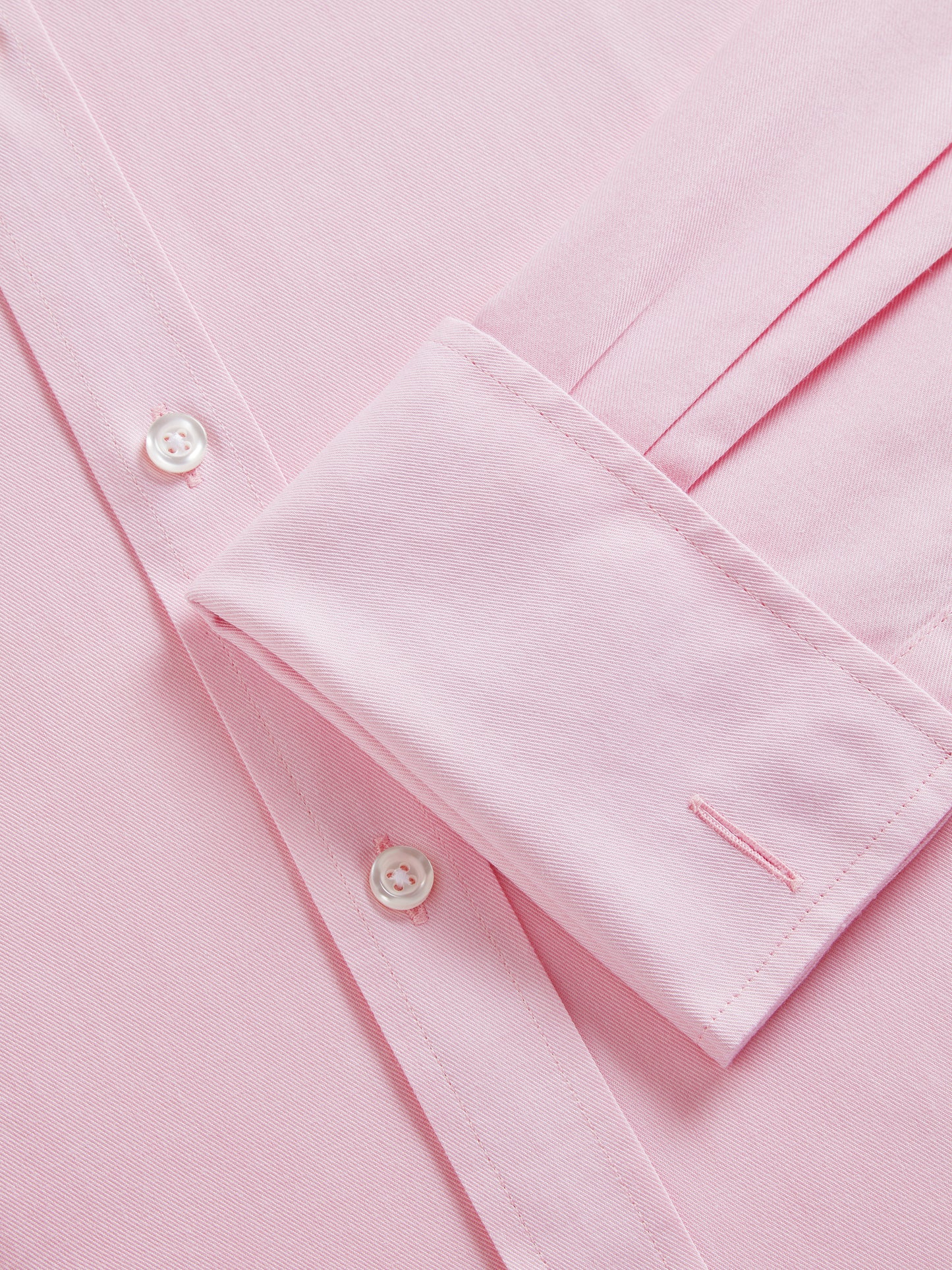 Non-Iron Pink Twill Slim Fit Double Cuff Classic Collar Shirt