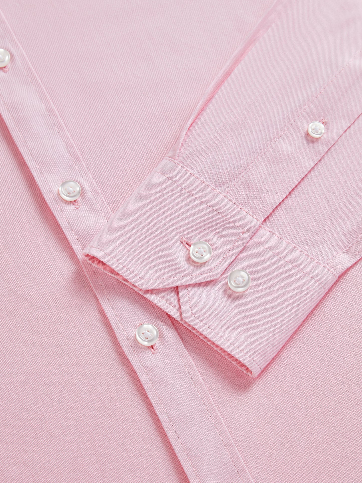 Non-Iron Pink Lightweight Twill Fitted Single Cuff Classic Collar Shirt