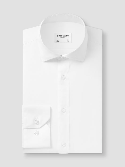 Non-Iron White Oxford Fitted Single Cuff Classic Collar Shirt