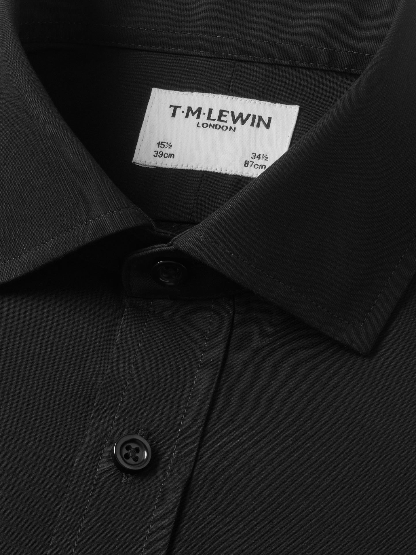 Black Poplin Slim Fit Single Cuff Classic Collar Shirt