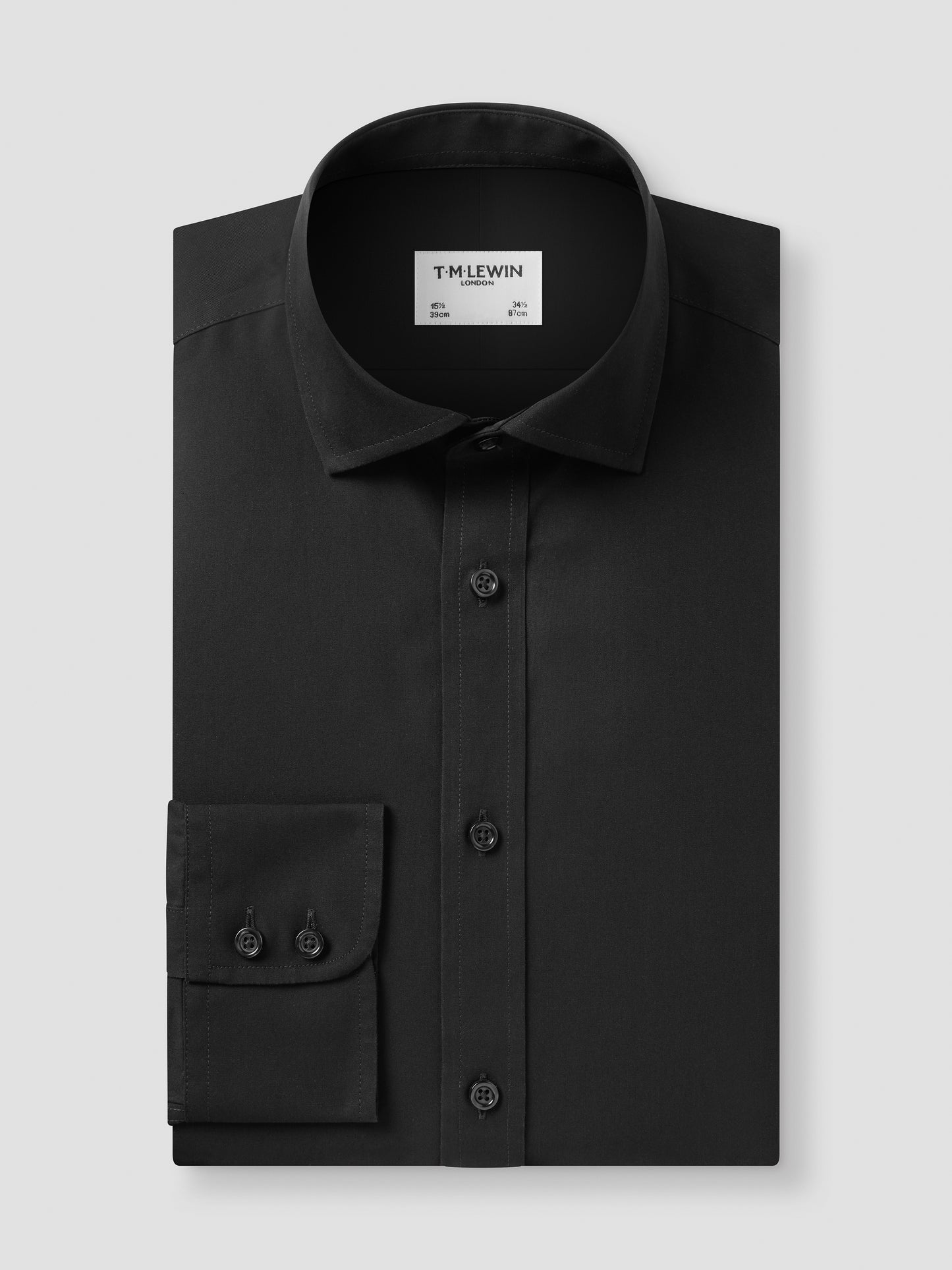 Black Poplin Slim Fit Single Cuff Classic Collar Shirt