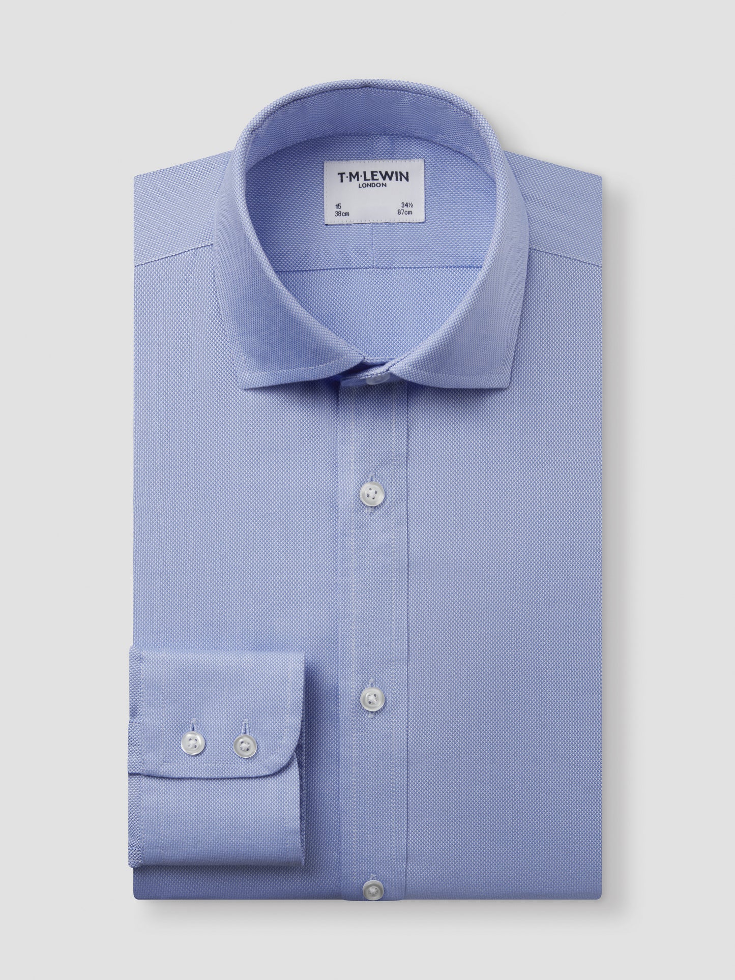 Non-Iron Blue Oxford Regular Fit Single Cuff Classic Collar Shirt