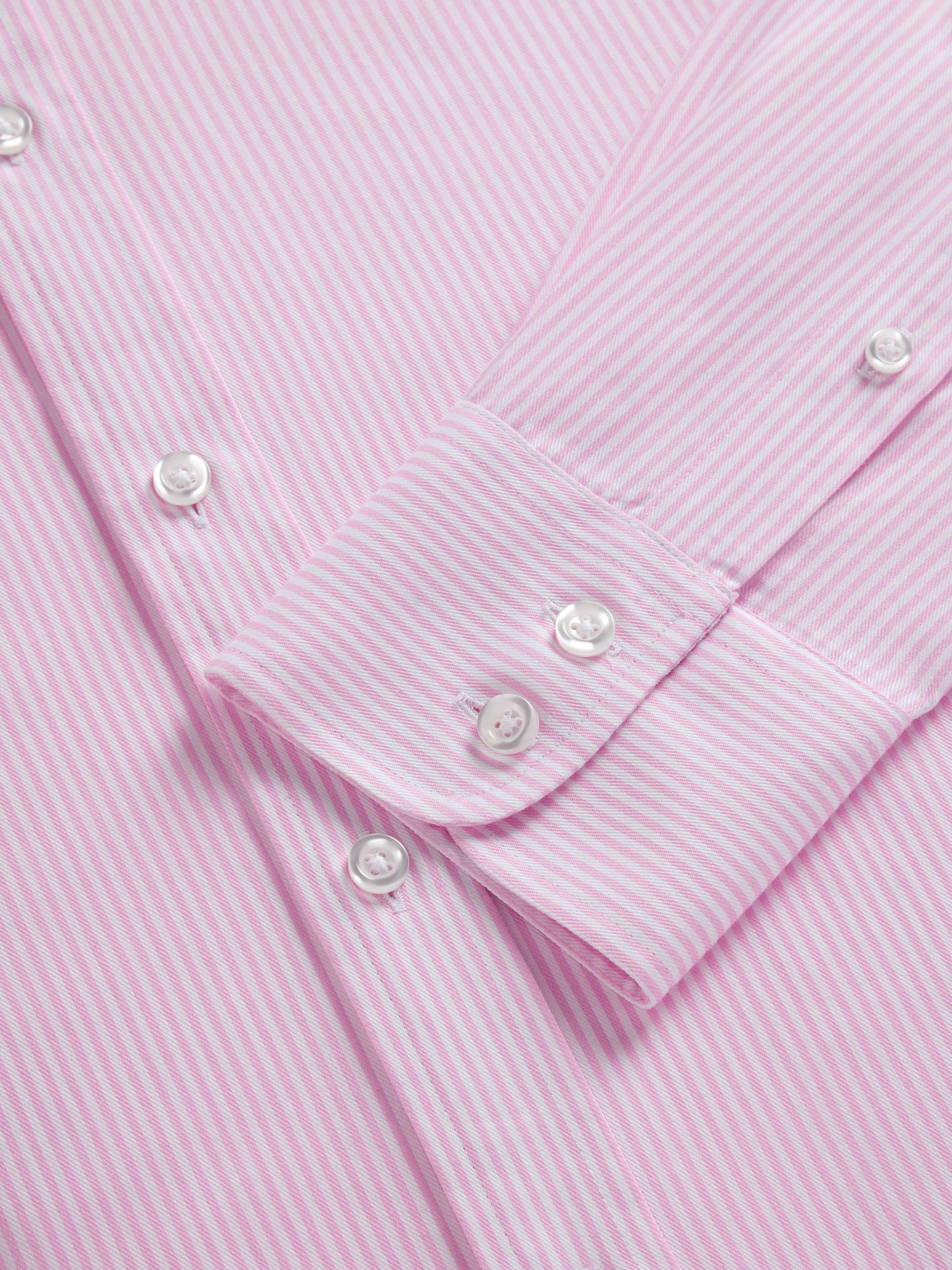 Non-Iron Pink Bengal Stripe Twill Regular Fit Single Cuff Classic Collar Shirt
