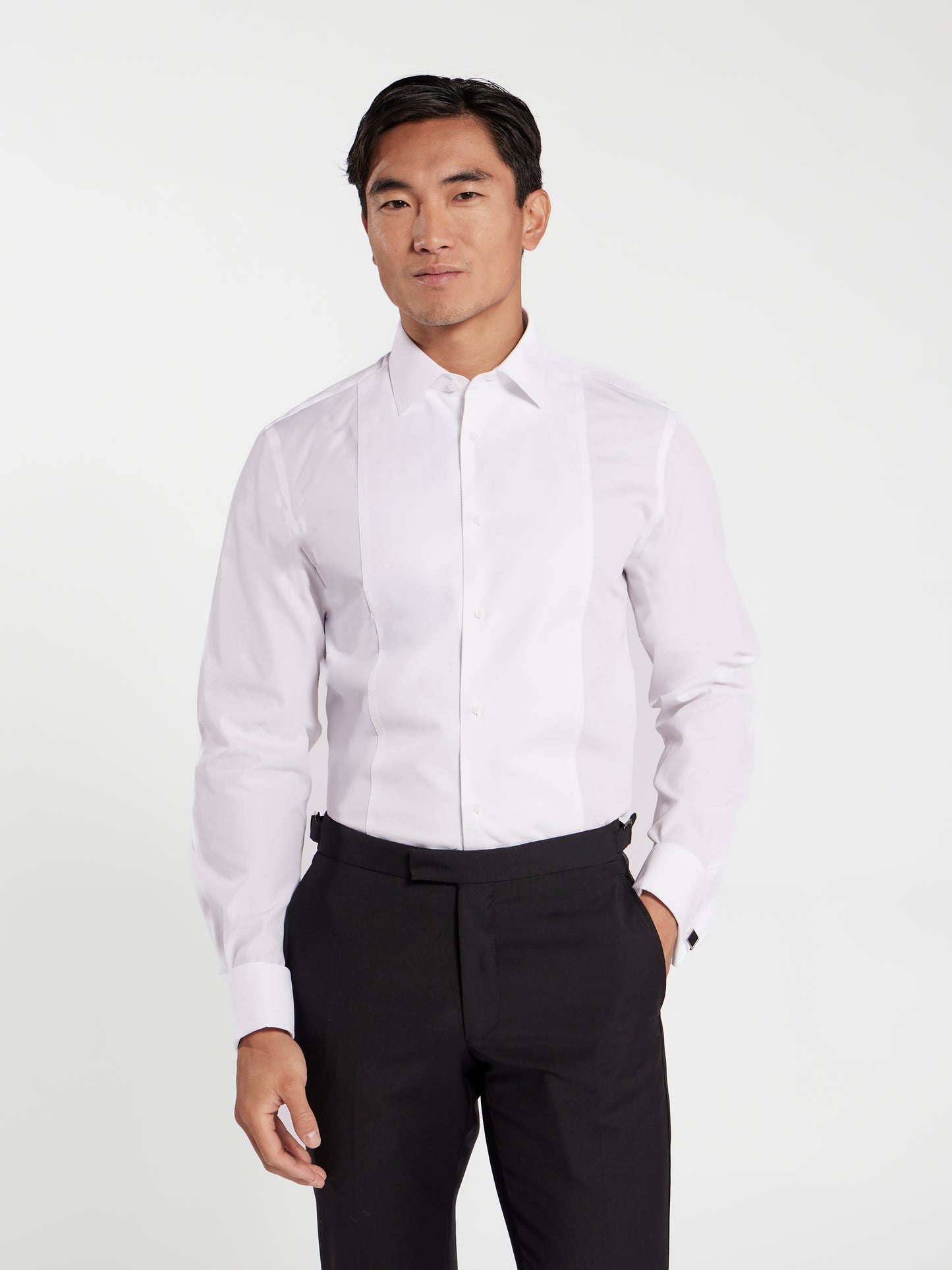 Non-Iron White Slim Fit Marcella Double Cuff Classic Collar Dress Shirt