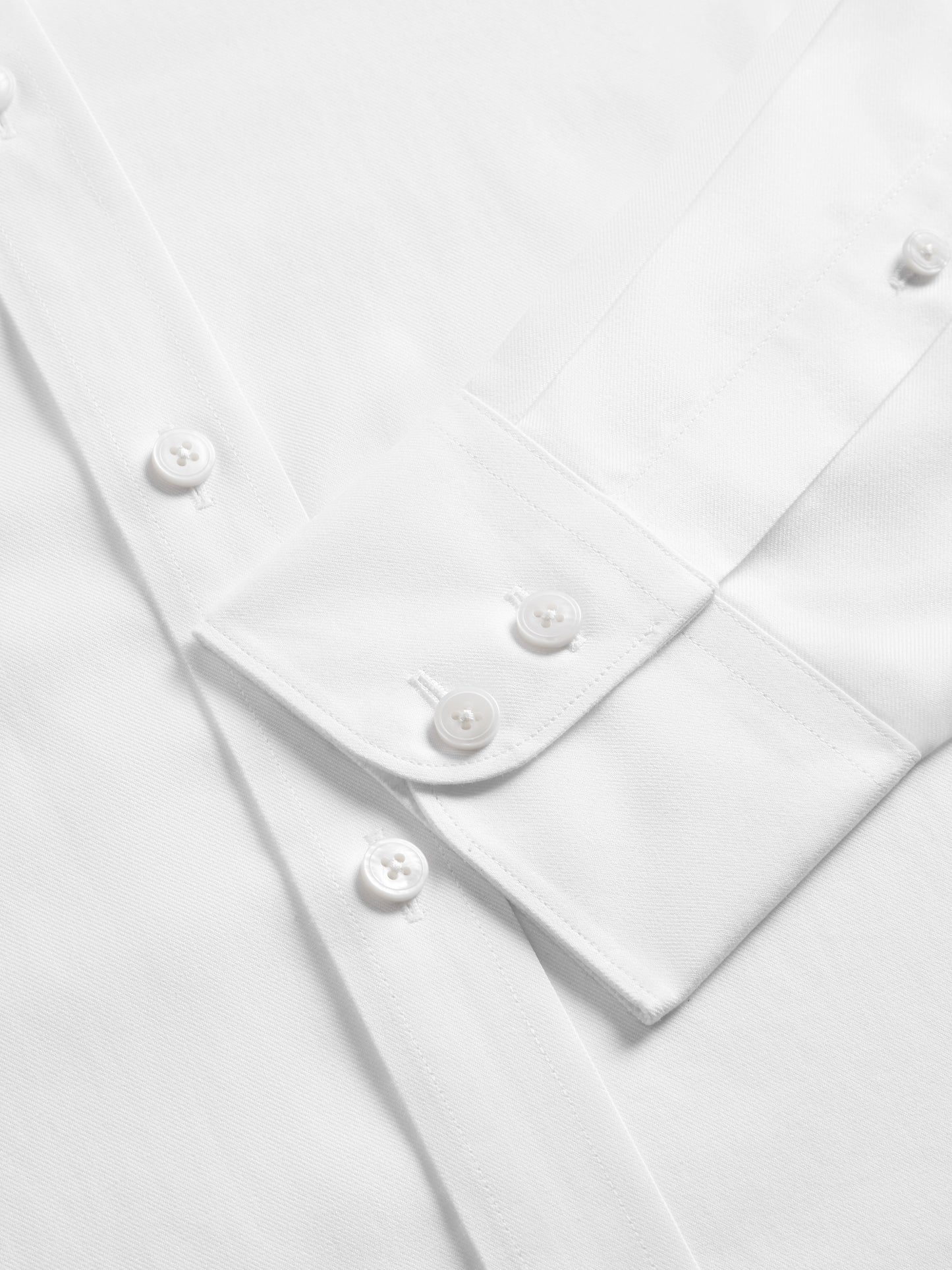 Non-Iron White Twill Slim Fit Single Cuff Classic Collar Shirt